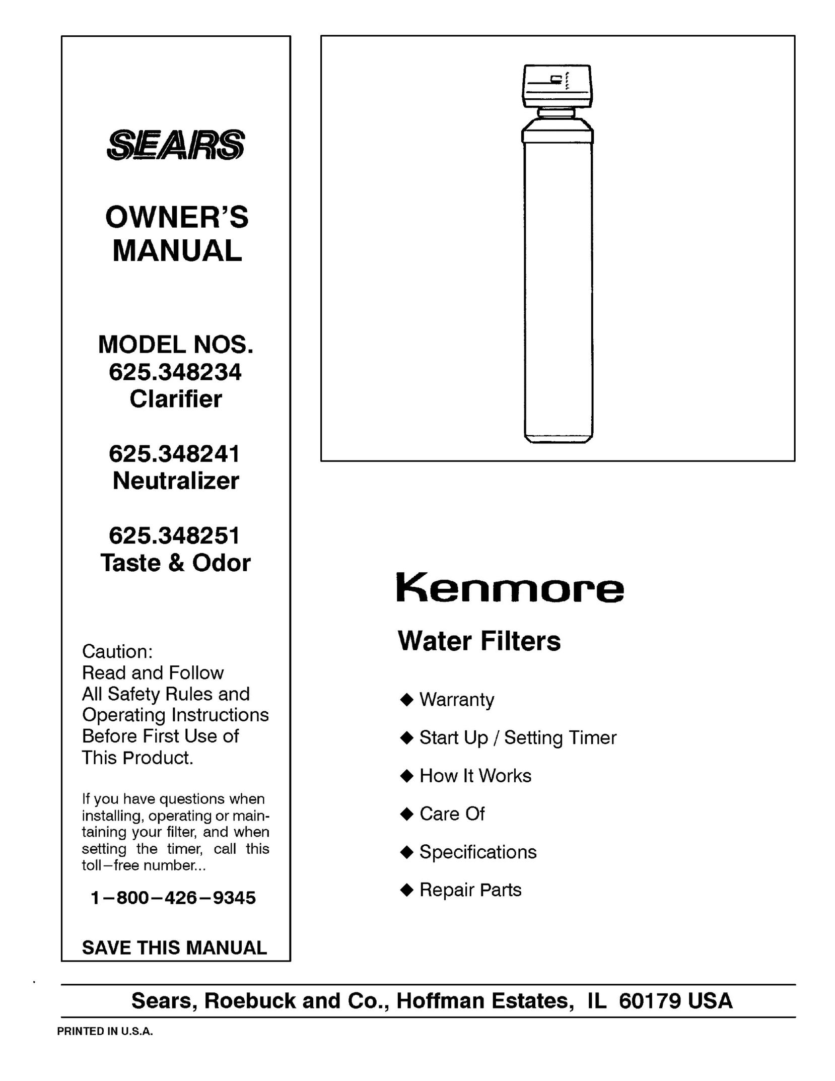 Sears 625.348234 Water System User Manual