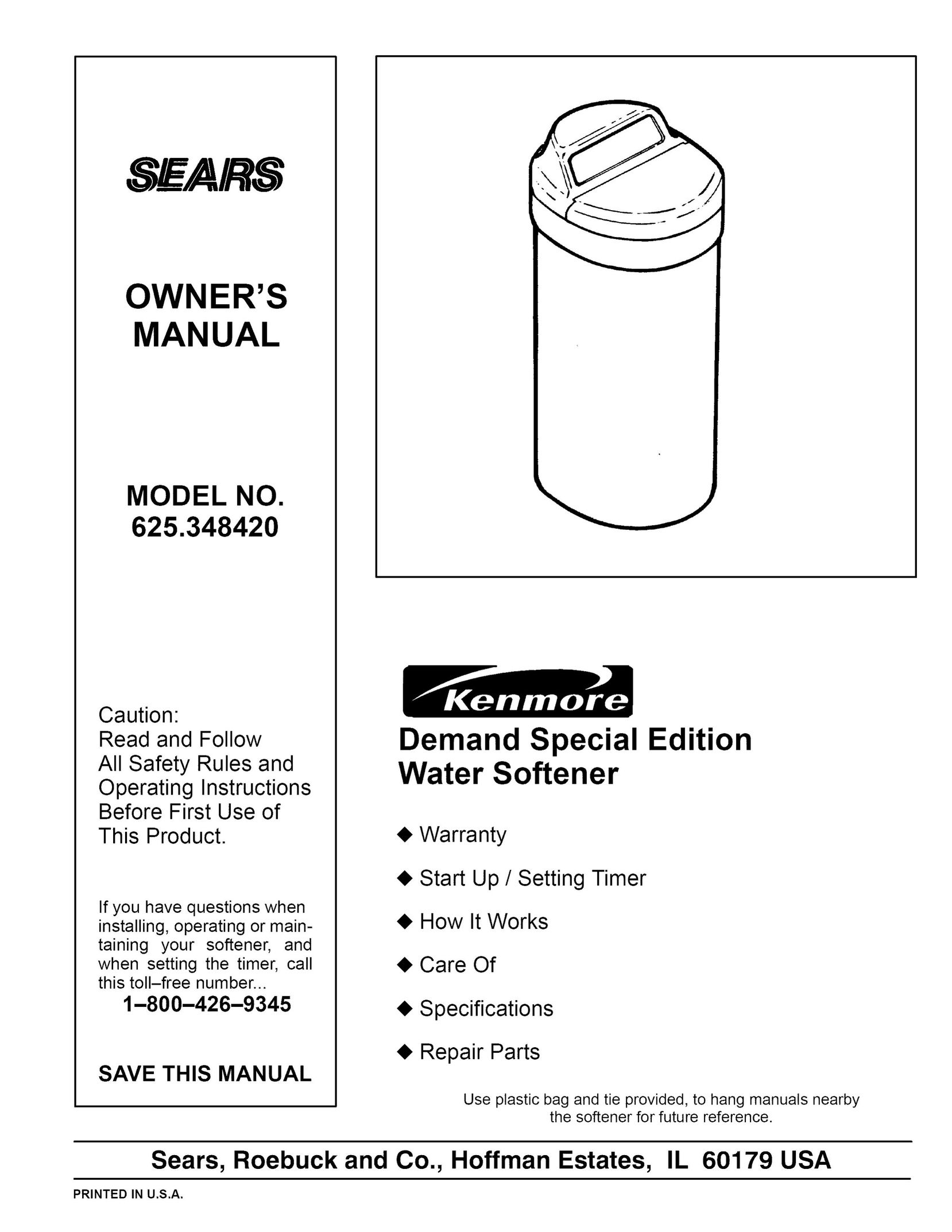 Sears 625.34842 Water System User Manual