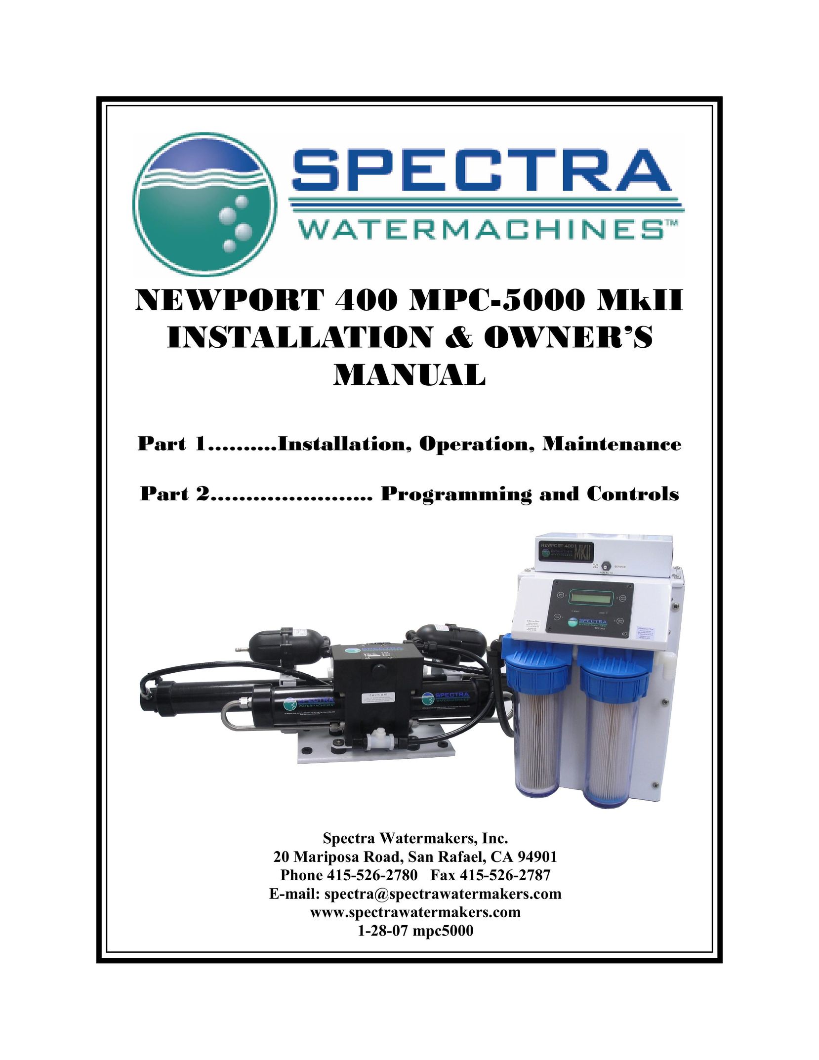 Spectra Watermakers Newport 400 Water System User Manual