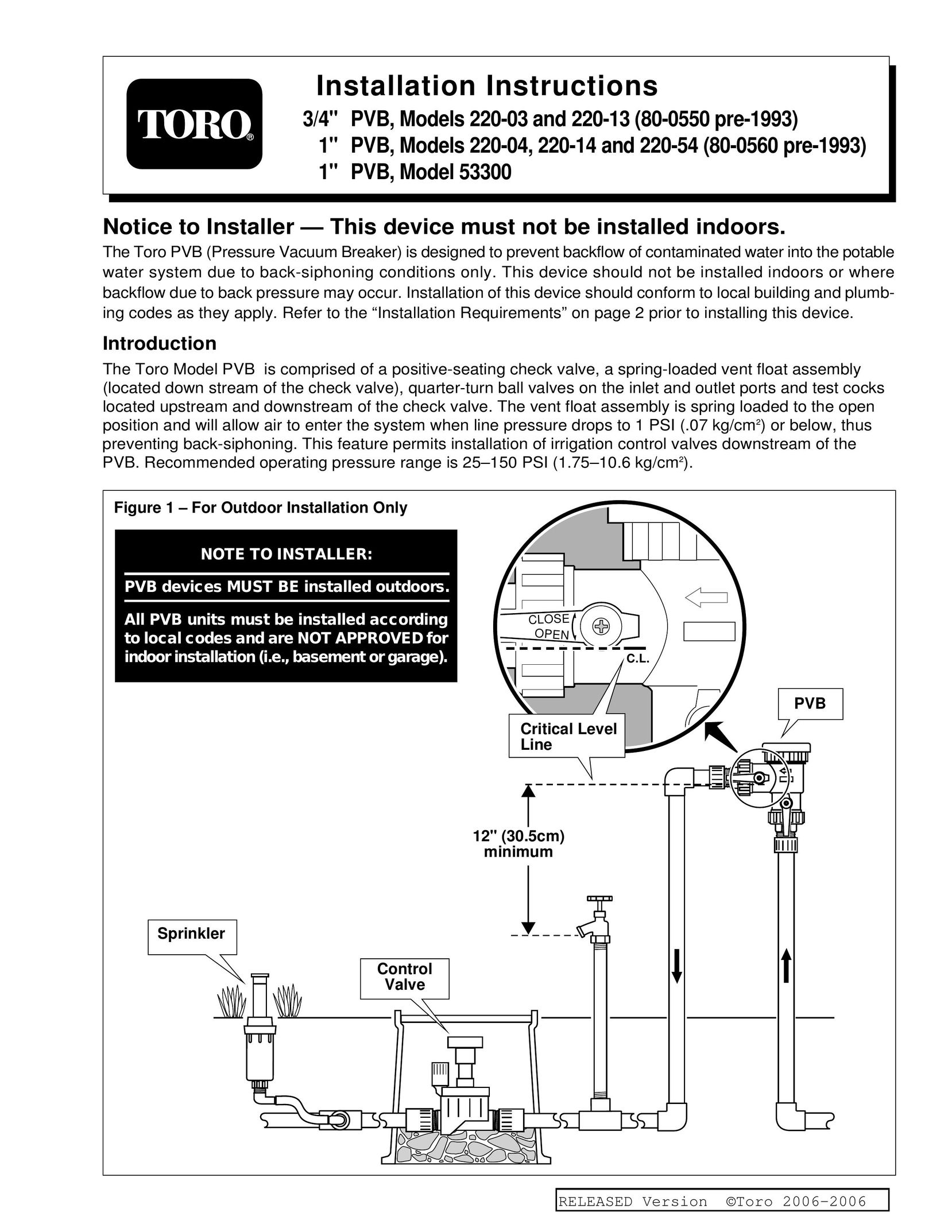 Toro 220-03 Water System User Manual