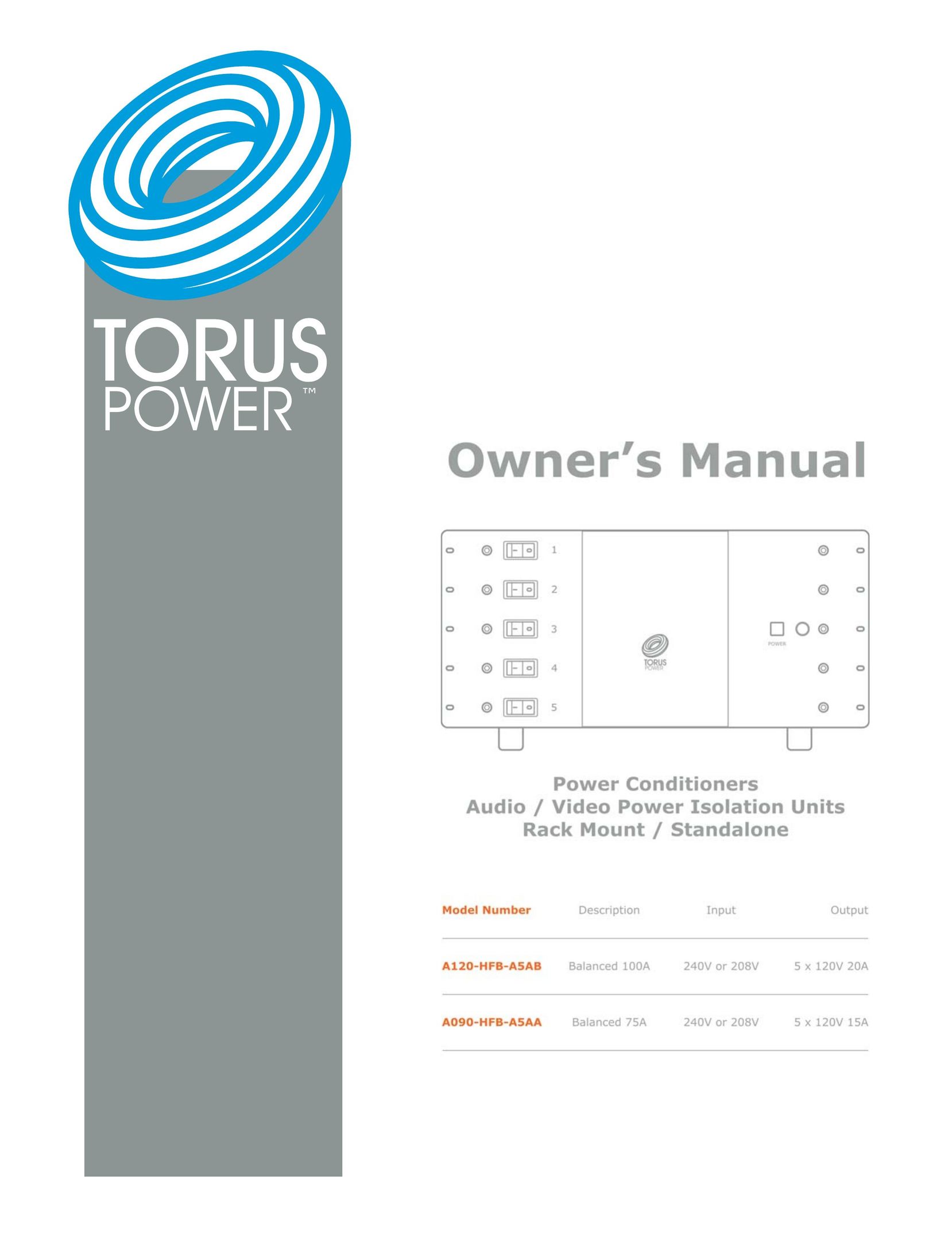 Torus Power A120-HFB-A5AB Water System User Manual