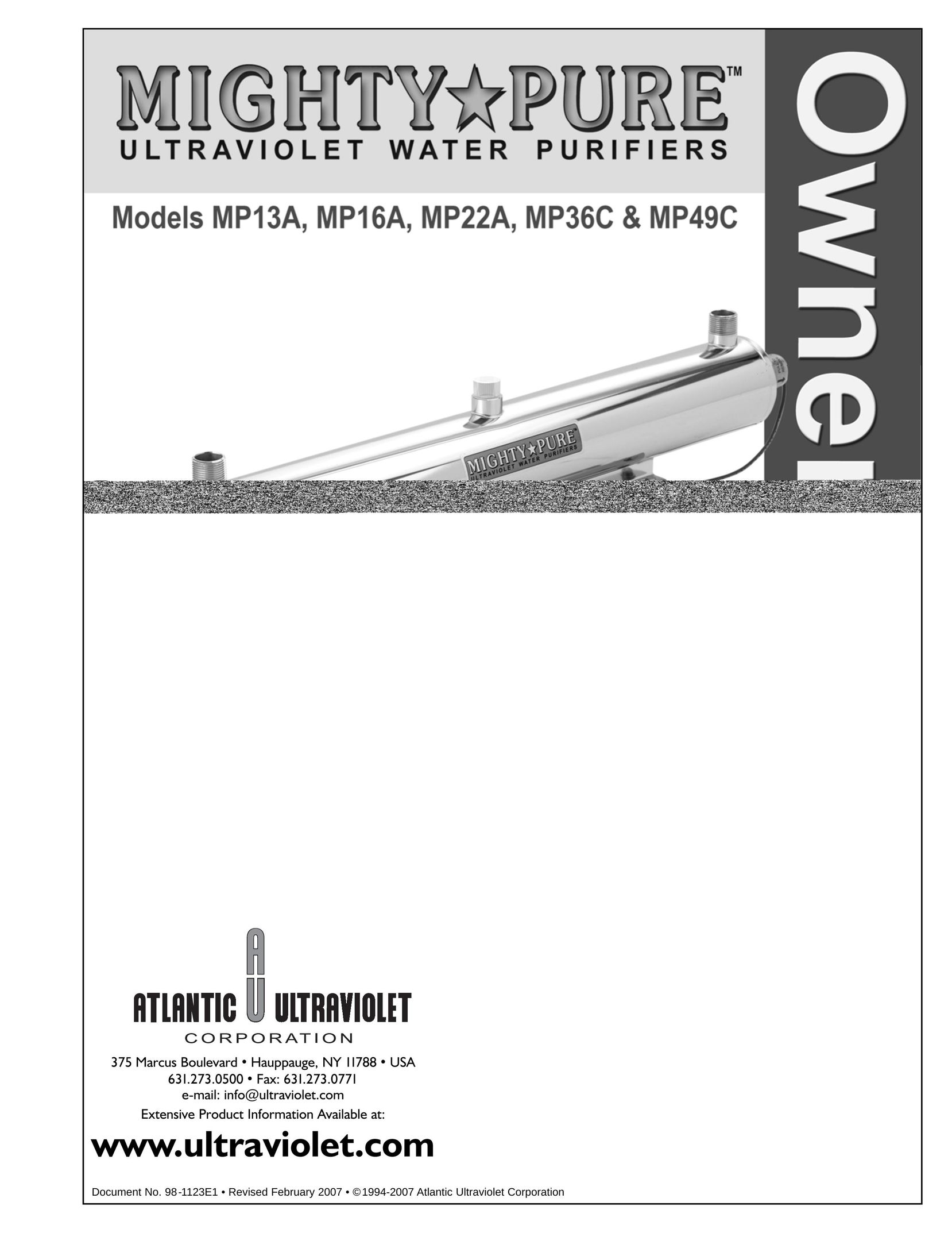 UltraViolet Devices MP13A Water System User Manual