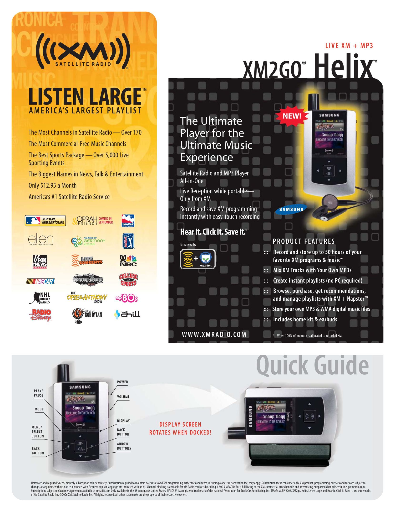XM Satellite Radio XM2GO Water System User Manual