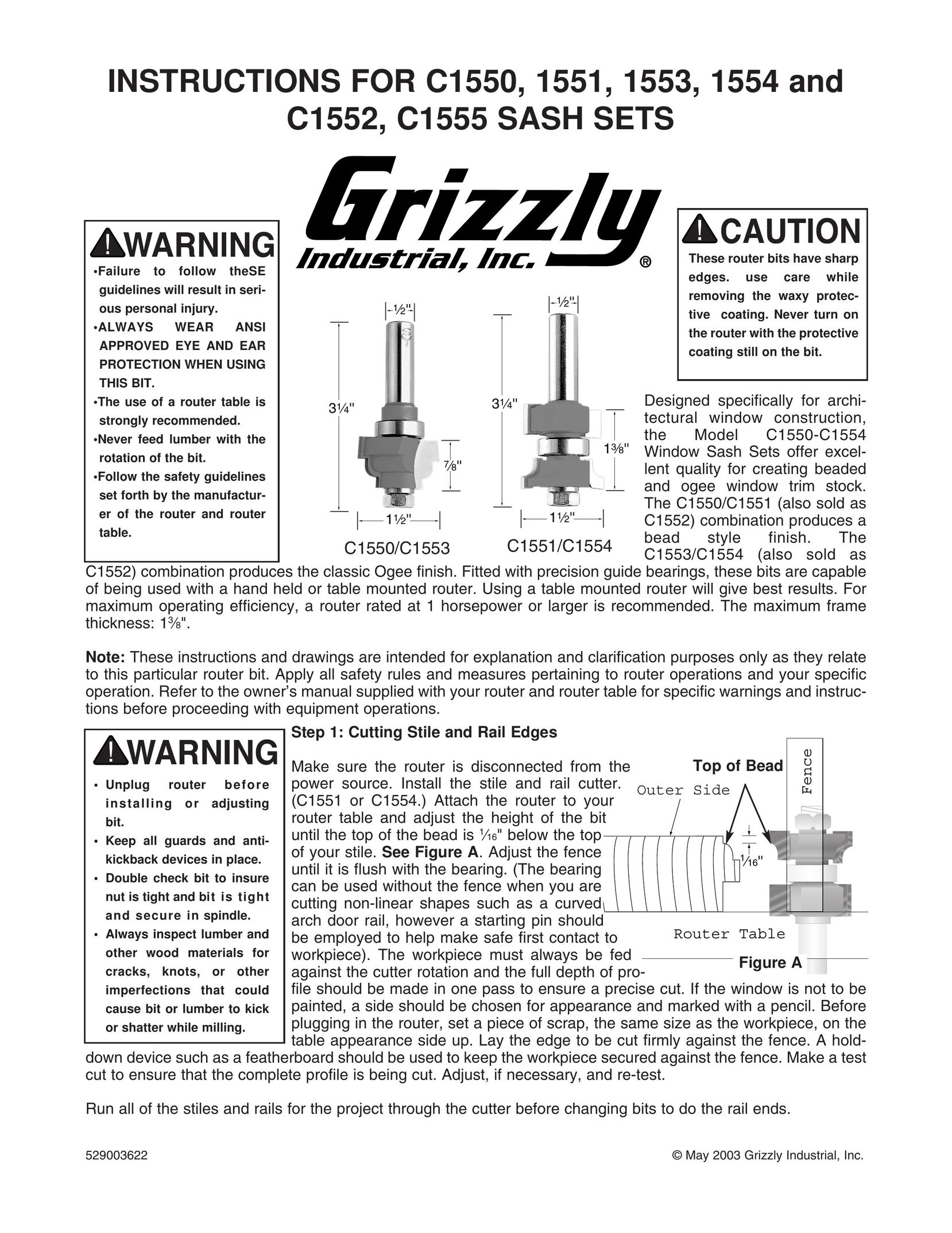 Grizzly 1553 Window User Manual