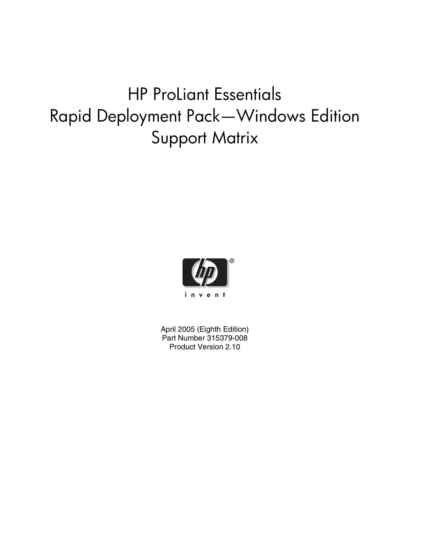 HP (Hewlett-Packard) 315379-008 Window User Manual