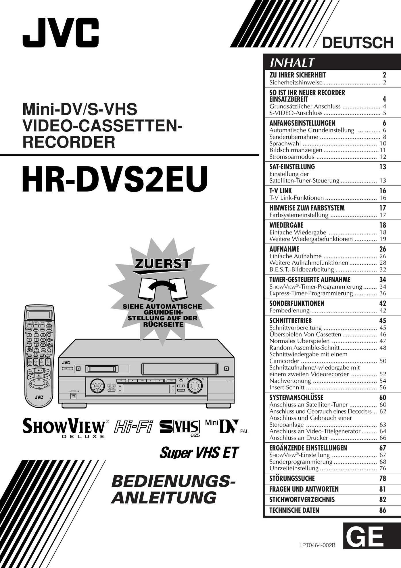 JVC HR-DVS2EU Window User Manual