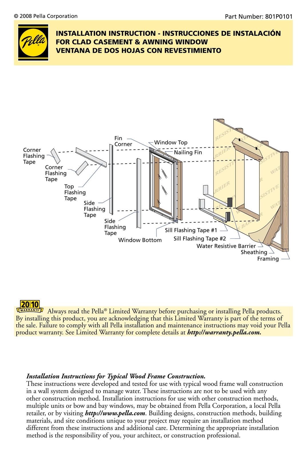 Pella 801P0101 Window User Manual