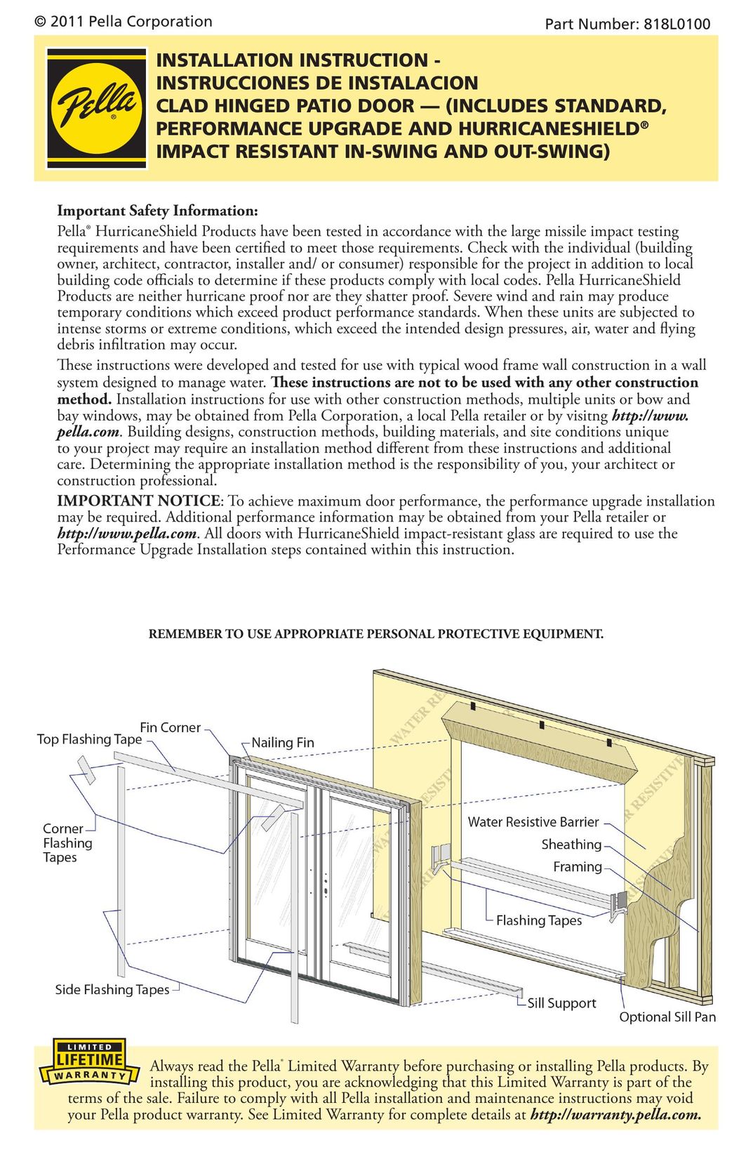 Pella 818L0100 Window User Manual