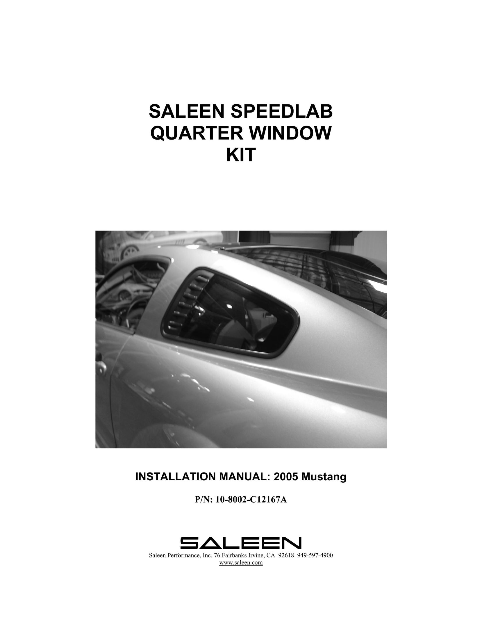 Saleen 10-8002-C12167A Window User Manual
