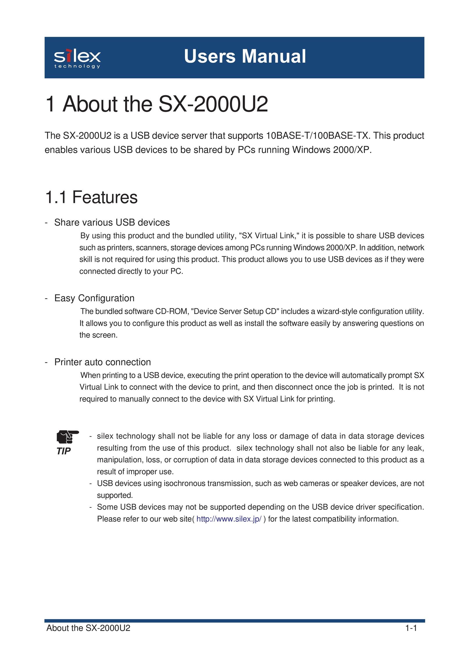 Silex technology SX-2000U2 Window User Manual