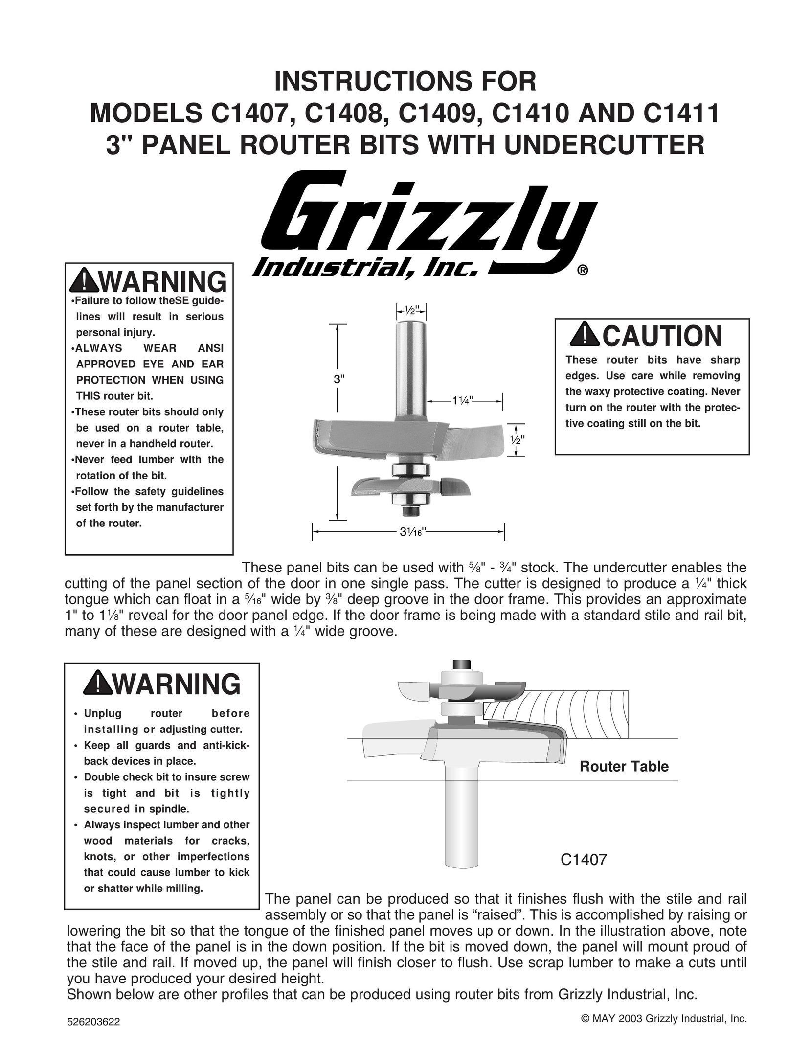 Grizzly C1407 Appliance Trim Kit User Manual
