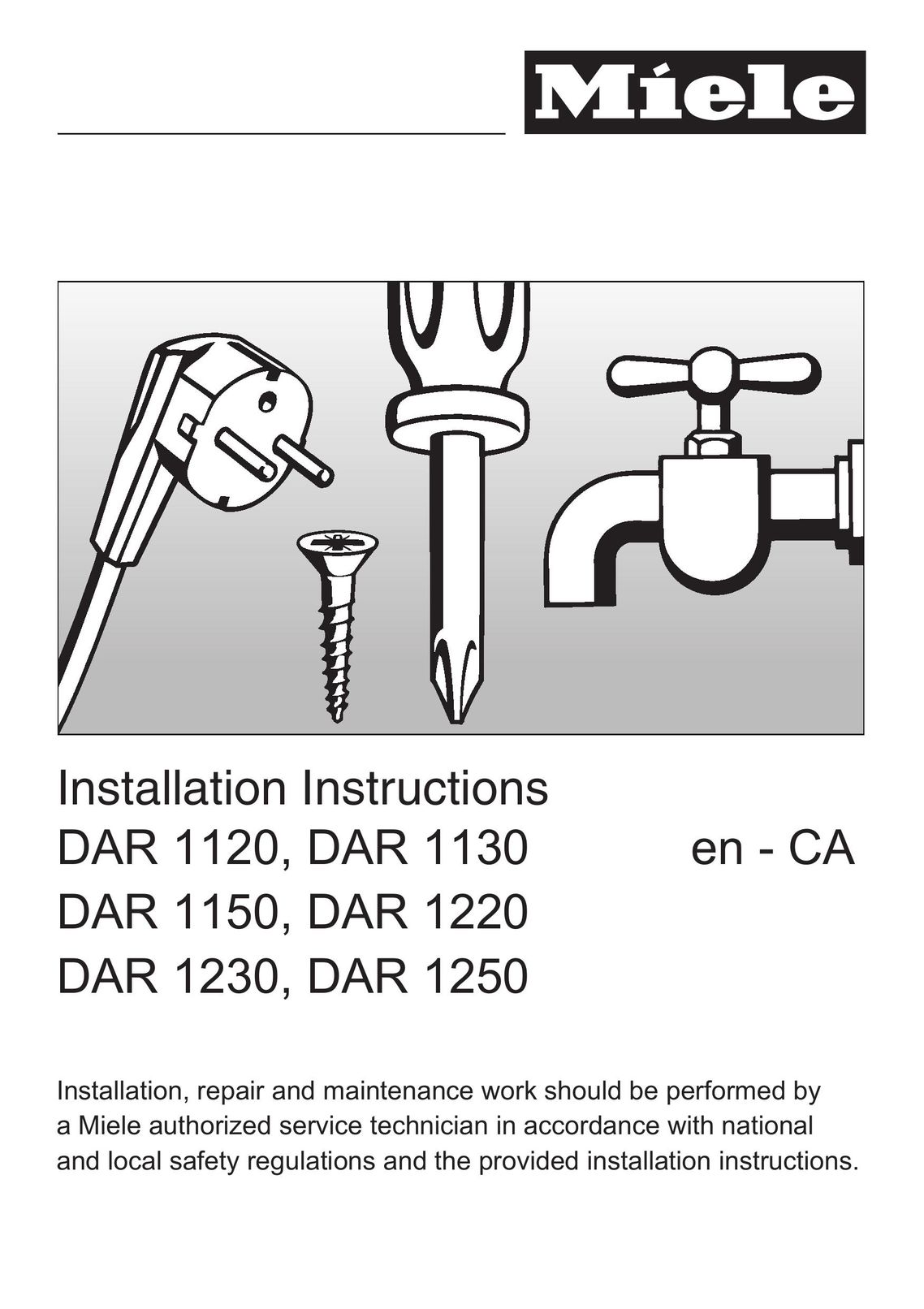 Miele DAR 1130 Appliance Trim Kit User Manual