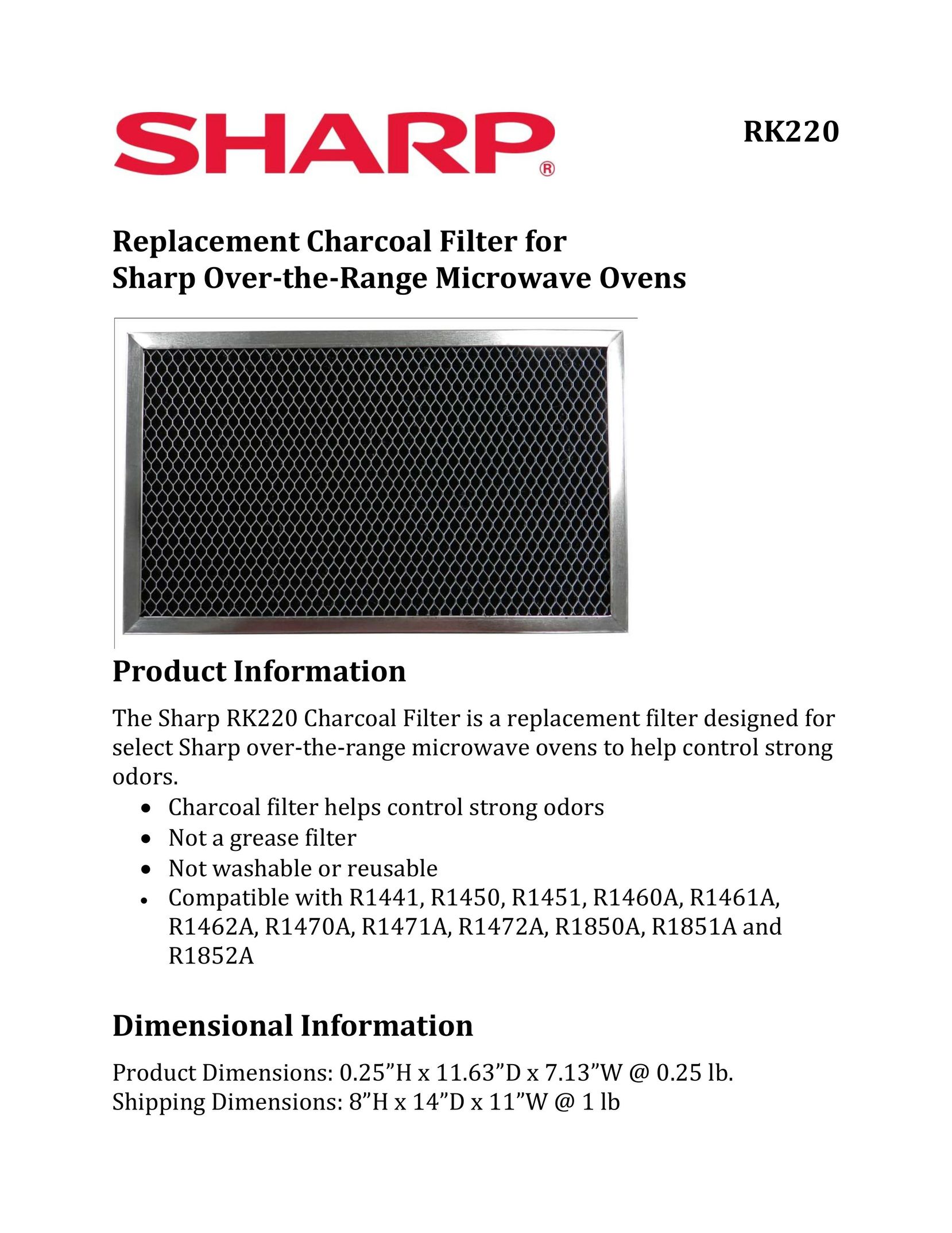 Sharp RK220 Appliance Trim Kit User Manual