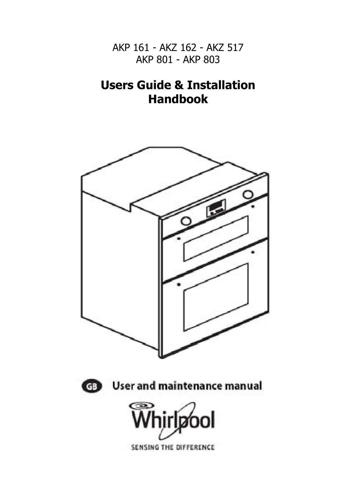Whirlpool AKP 801 Appliance Trim Kit User Manual