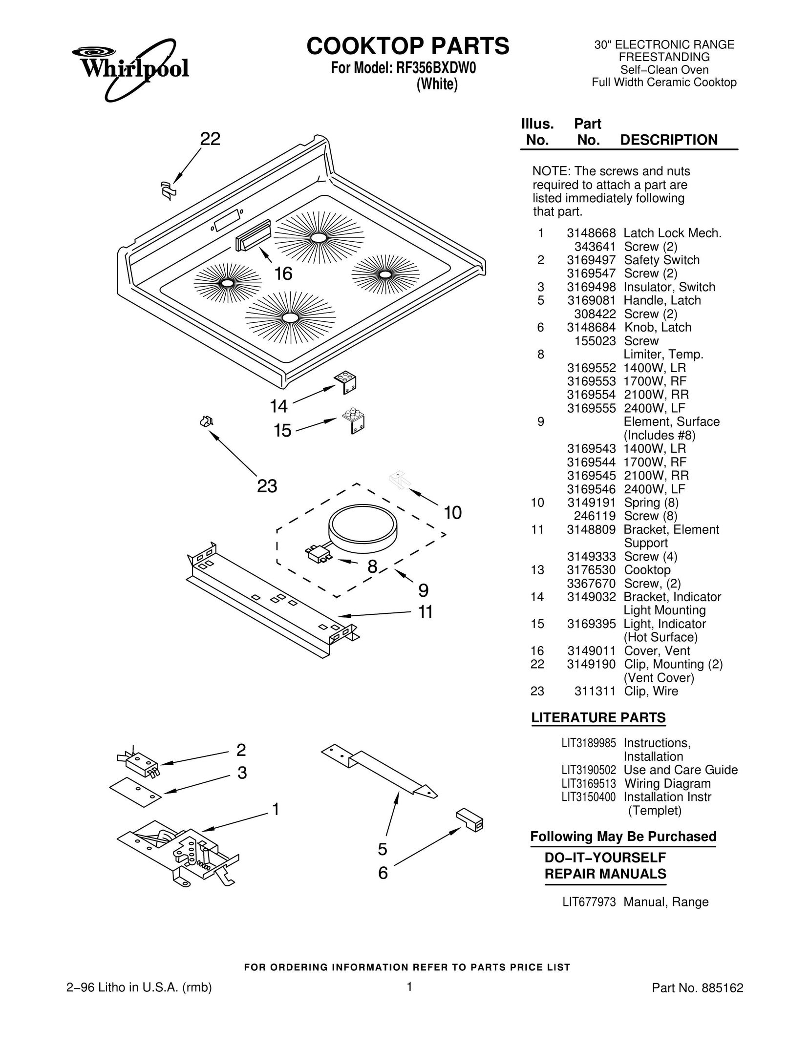 Whirlpool RF356BXDW0 Appliance Trim Kit User Manual
