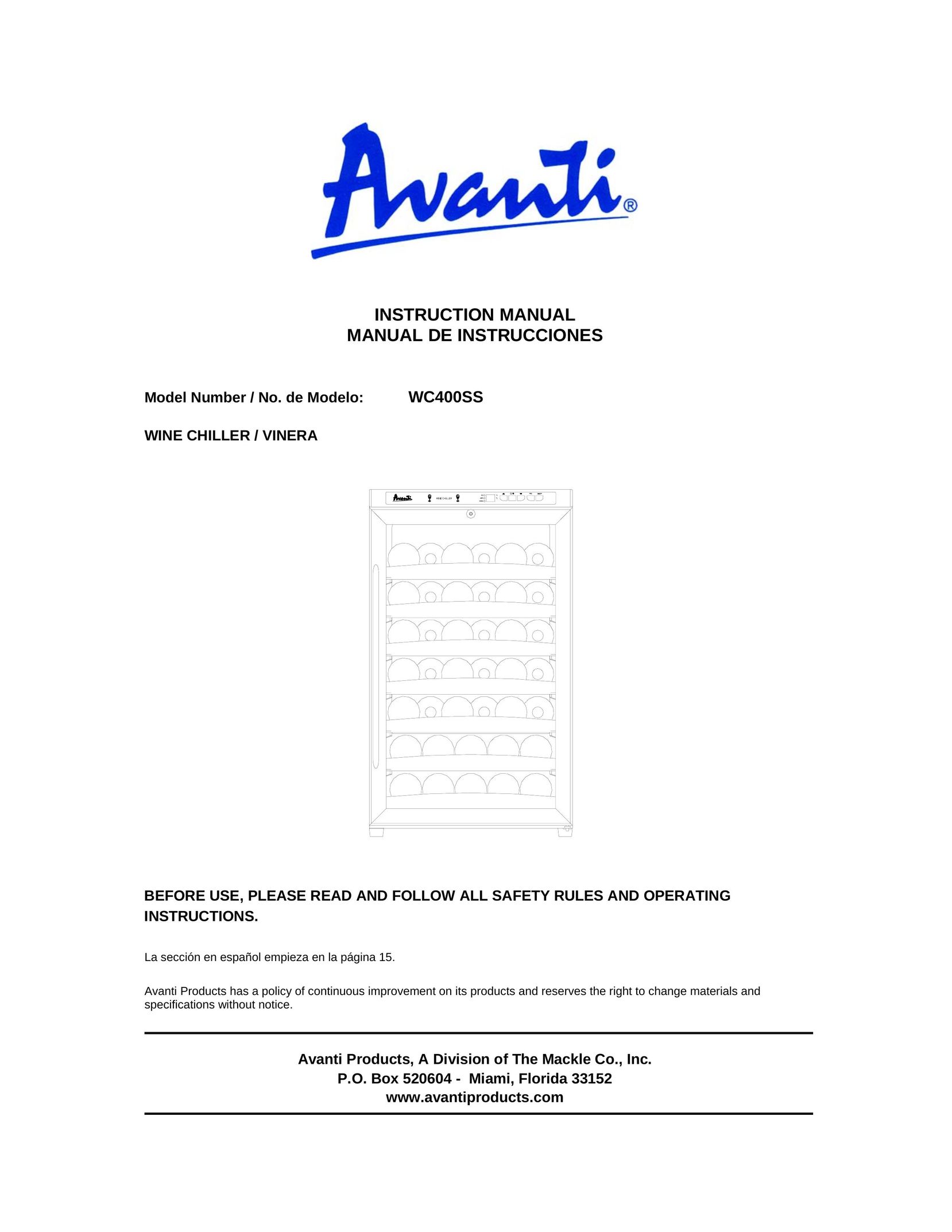 Avanti WC400SS Beverage Dispenser User Manual