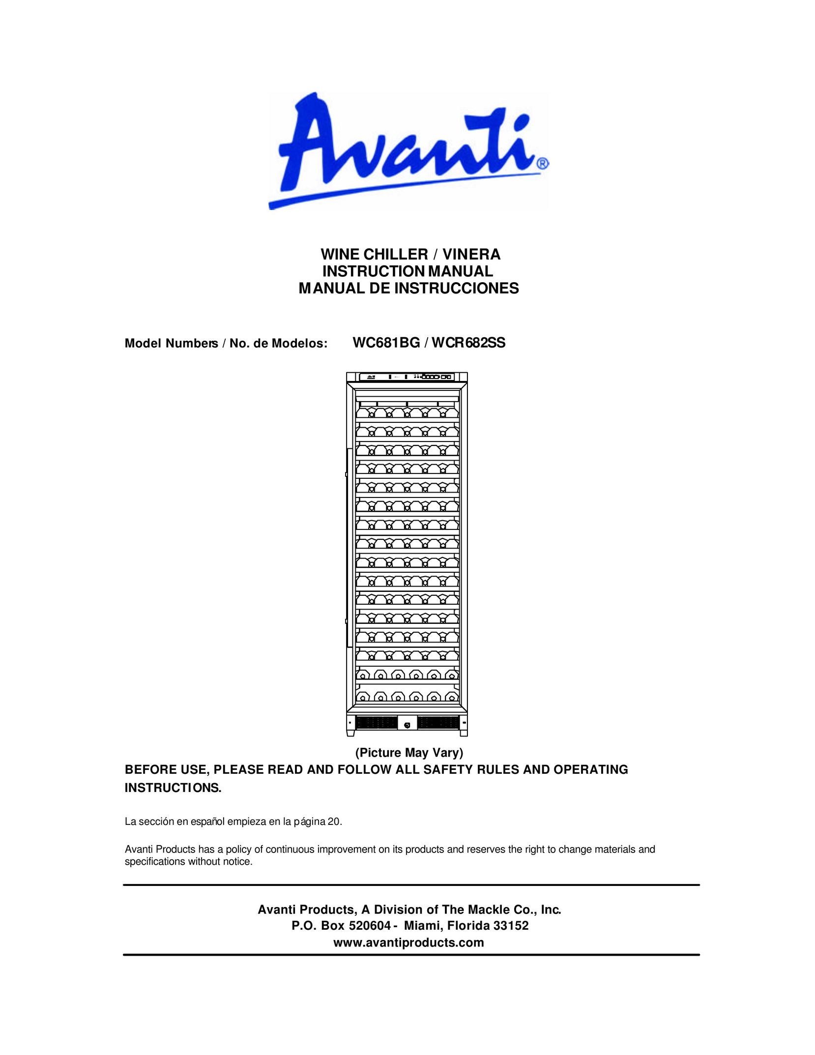 Avanti WCR682SS Beverage Dispenser User Manual