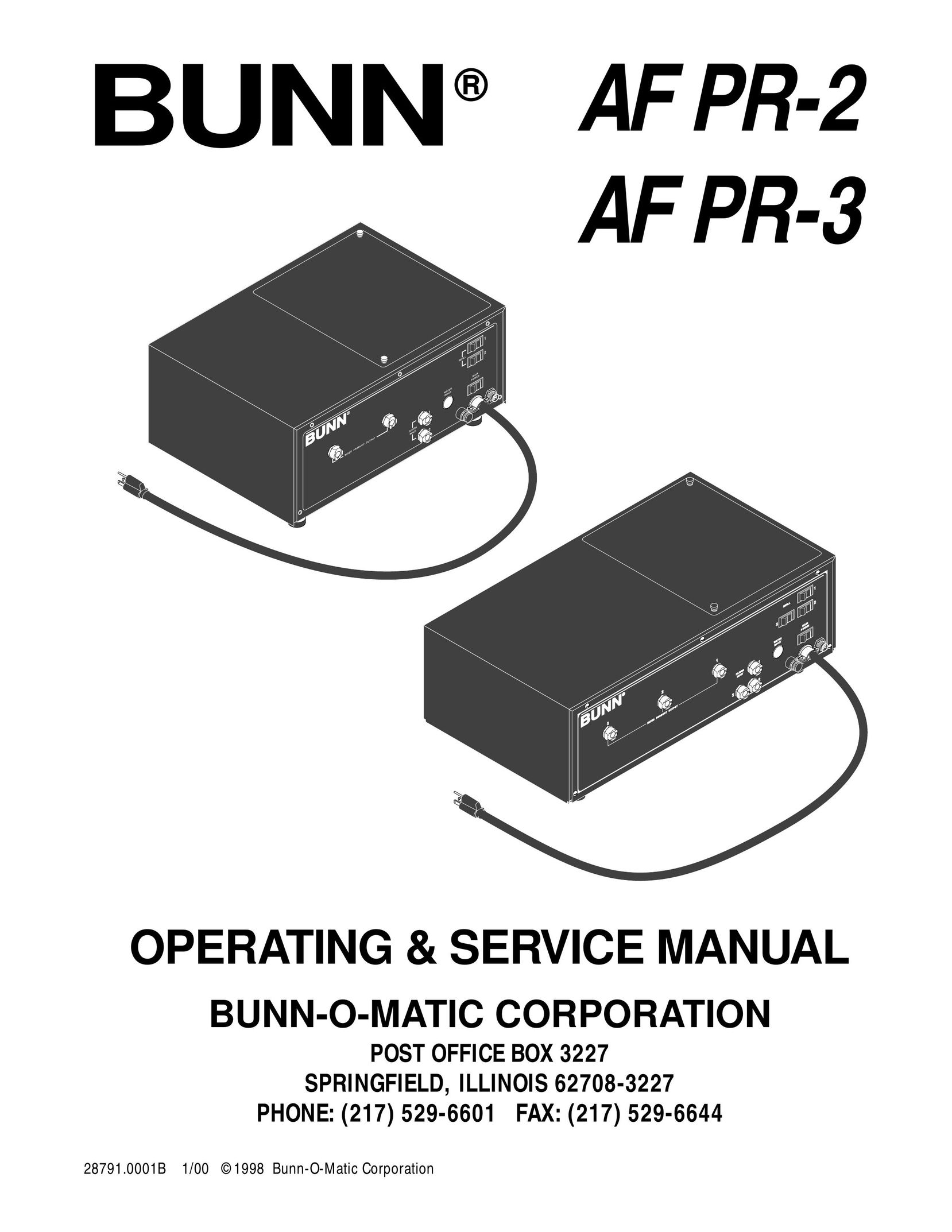 Bunn AF PR-2 Beverage Dispenser User Manual