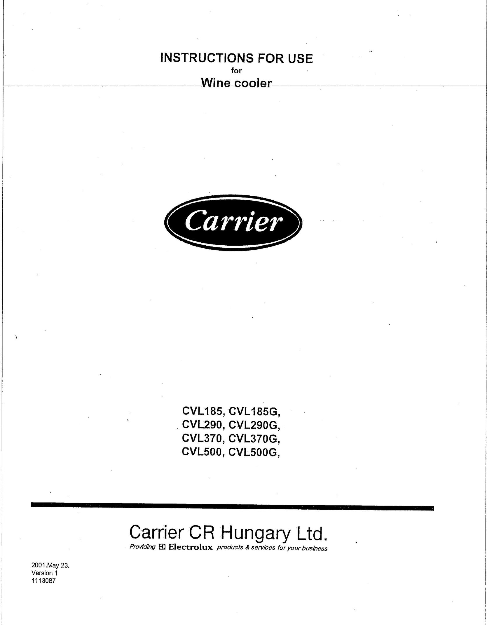 Carrier CVL370 Beverage Dispenser User Manual
