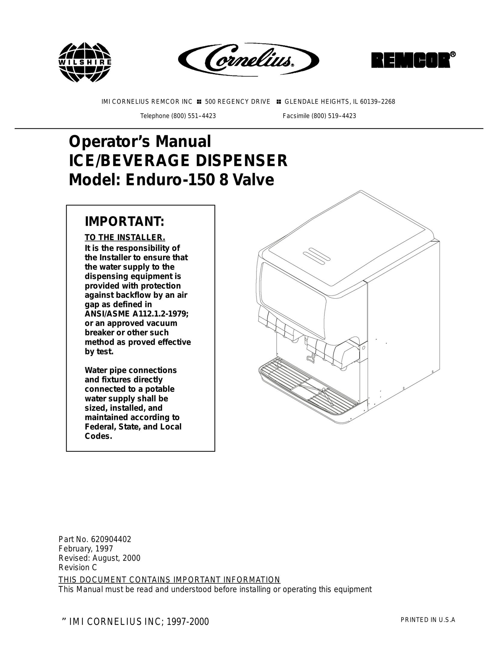 Cornelius 150 8 Valve Beverage Dispenser User Manual