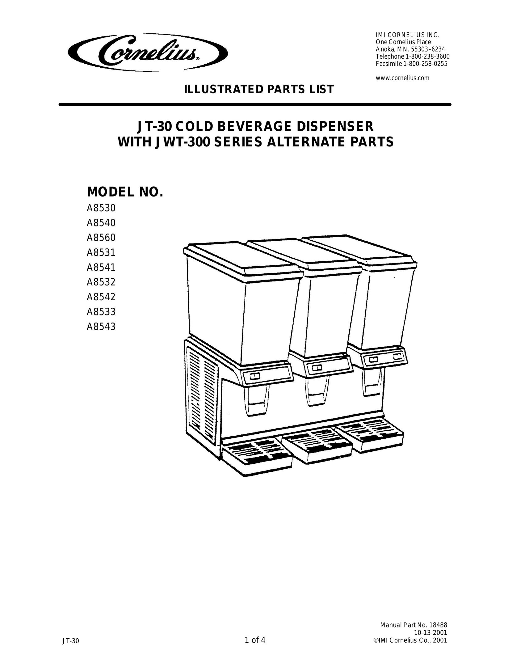 Cornelius A8533 Beverage Dispenser User Manual