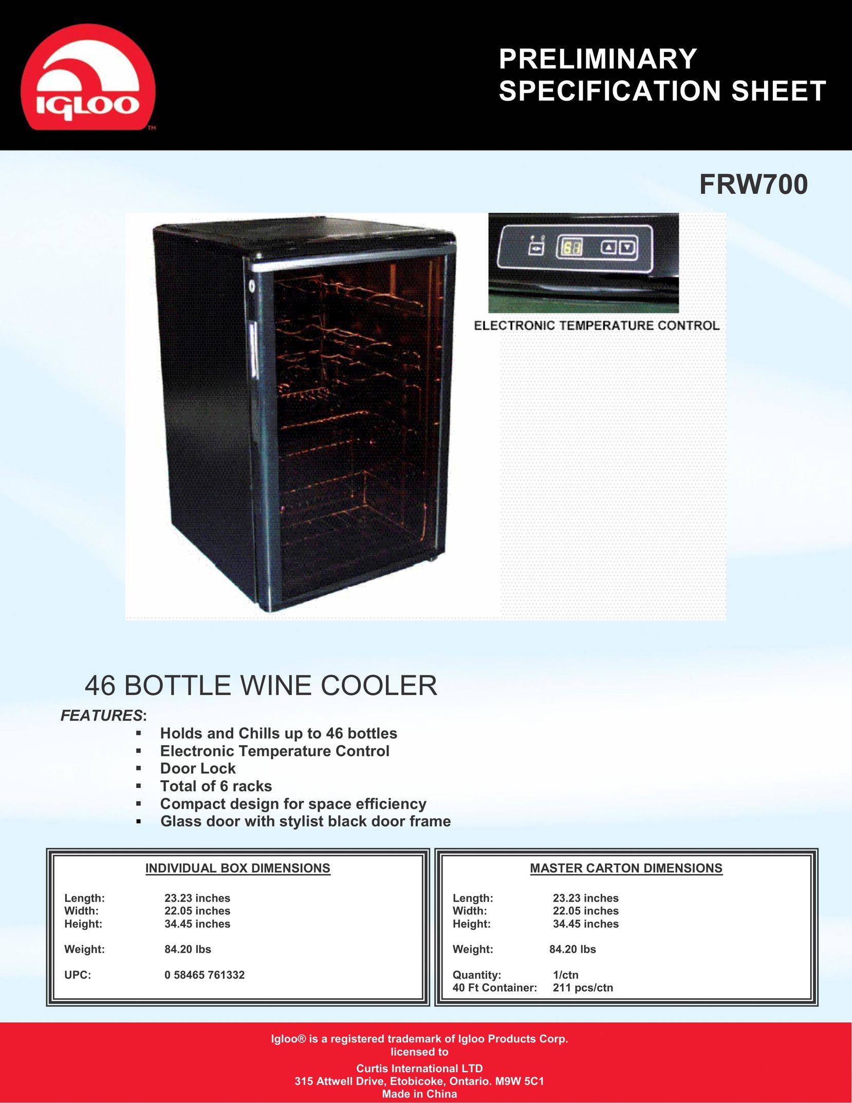 Curtis FRW700 Beverage Dispenser User Manual