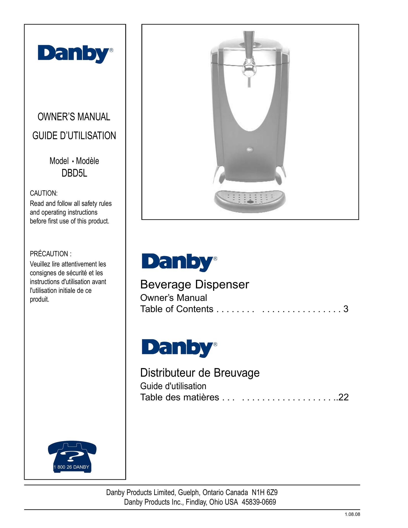 Danby DBD5L Beverage Dispenser User Manual