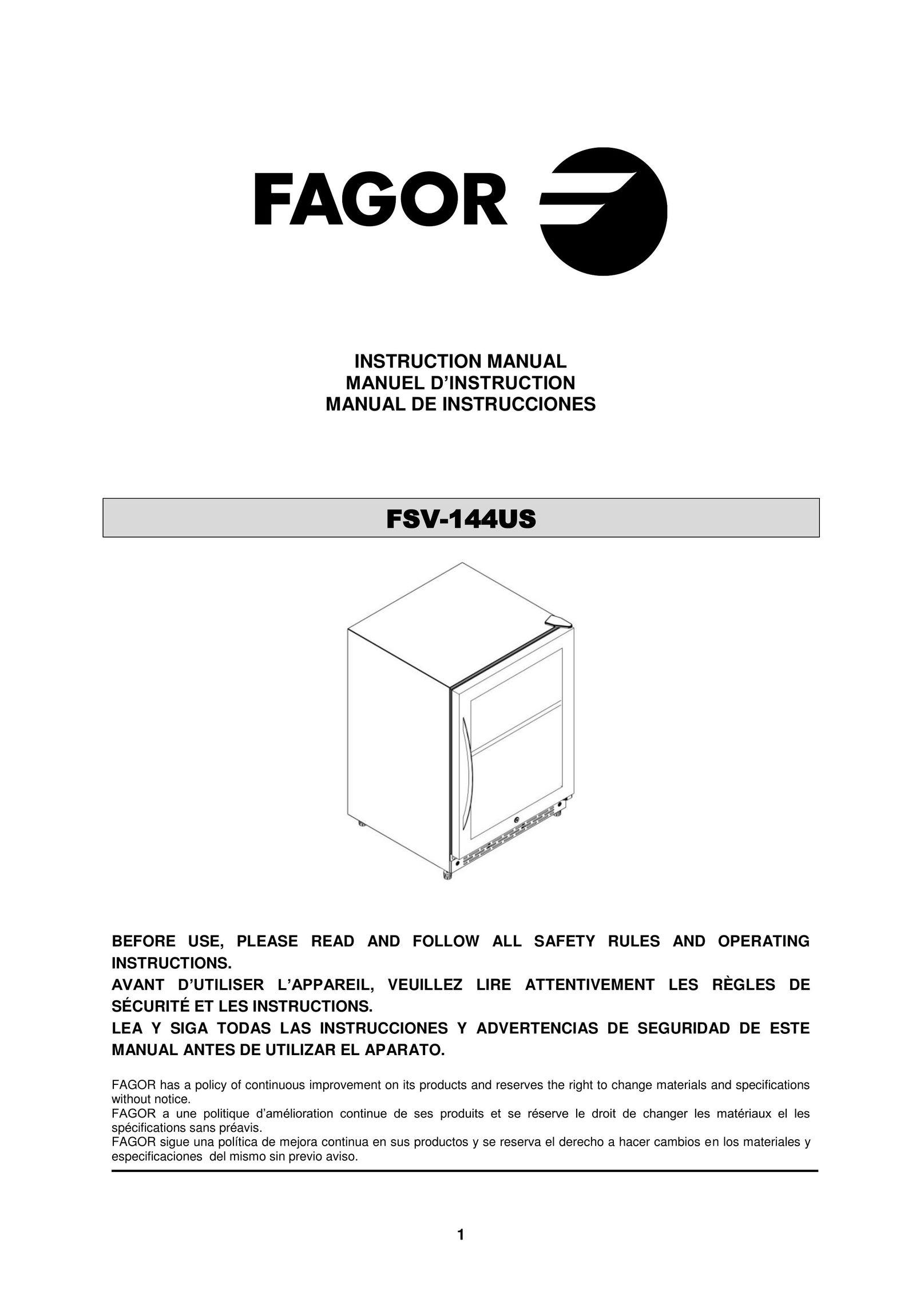 Fagor America FSV-144US Beverage Dispenser User Manual