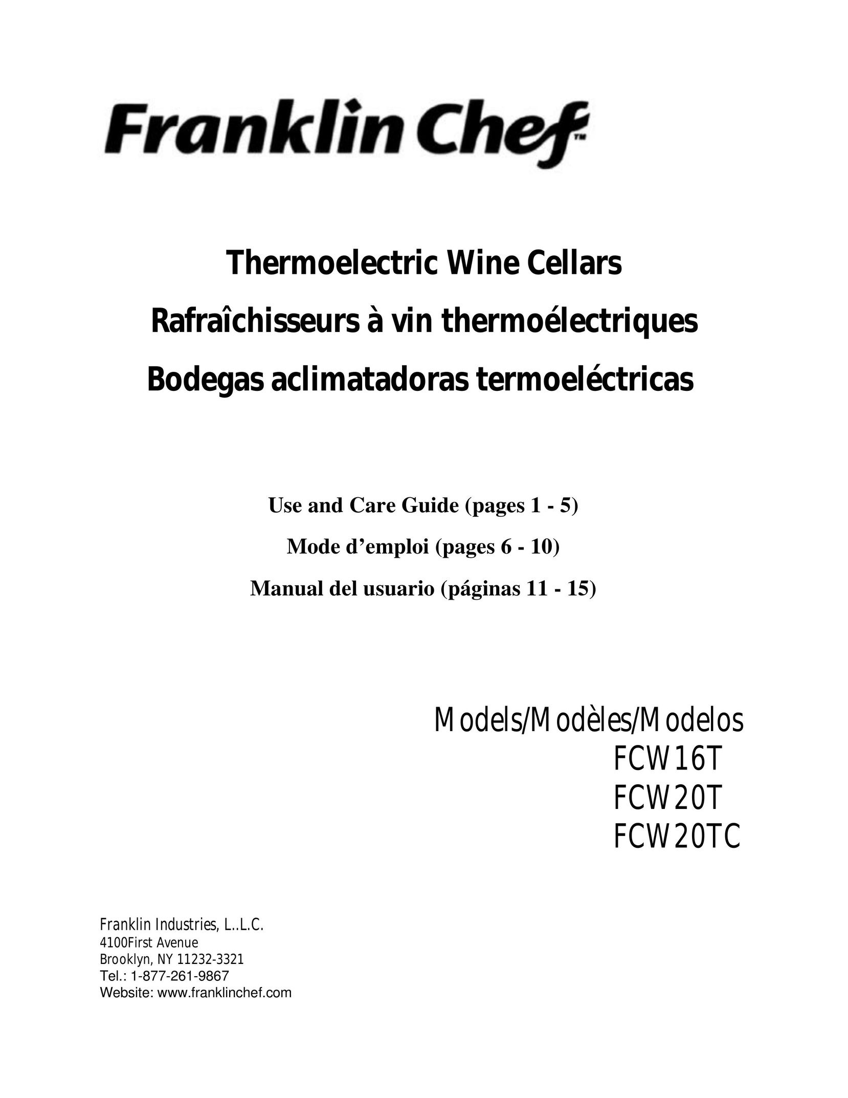 Franklin Industries, L.L.C. FCW16T Beverage Dispenser User Manual