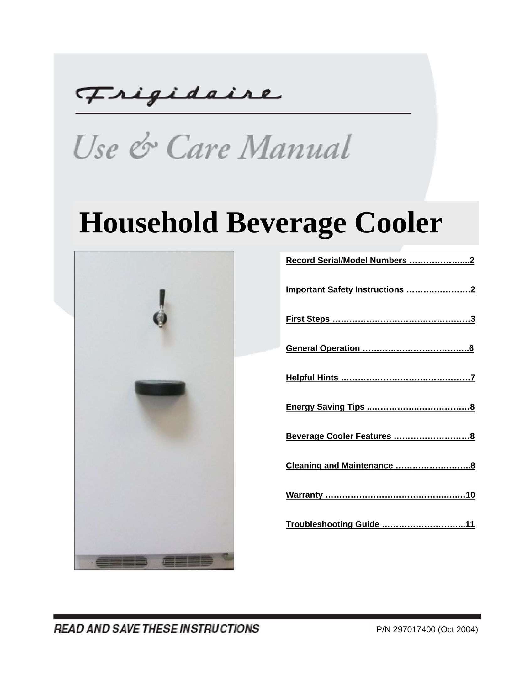 Frigidaire beverage cooler Beverage Dispenser User Manual