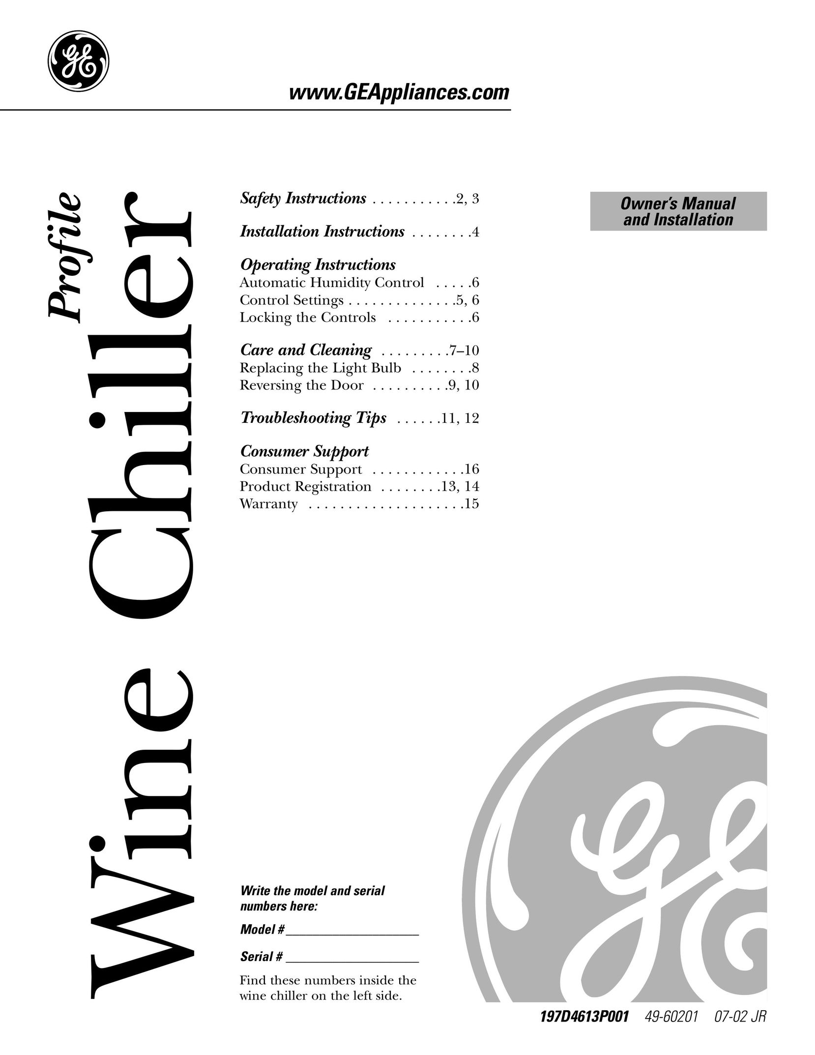 GE Wine Chiller Beverage Dispenser User Manual