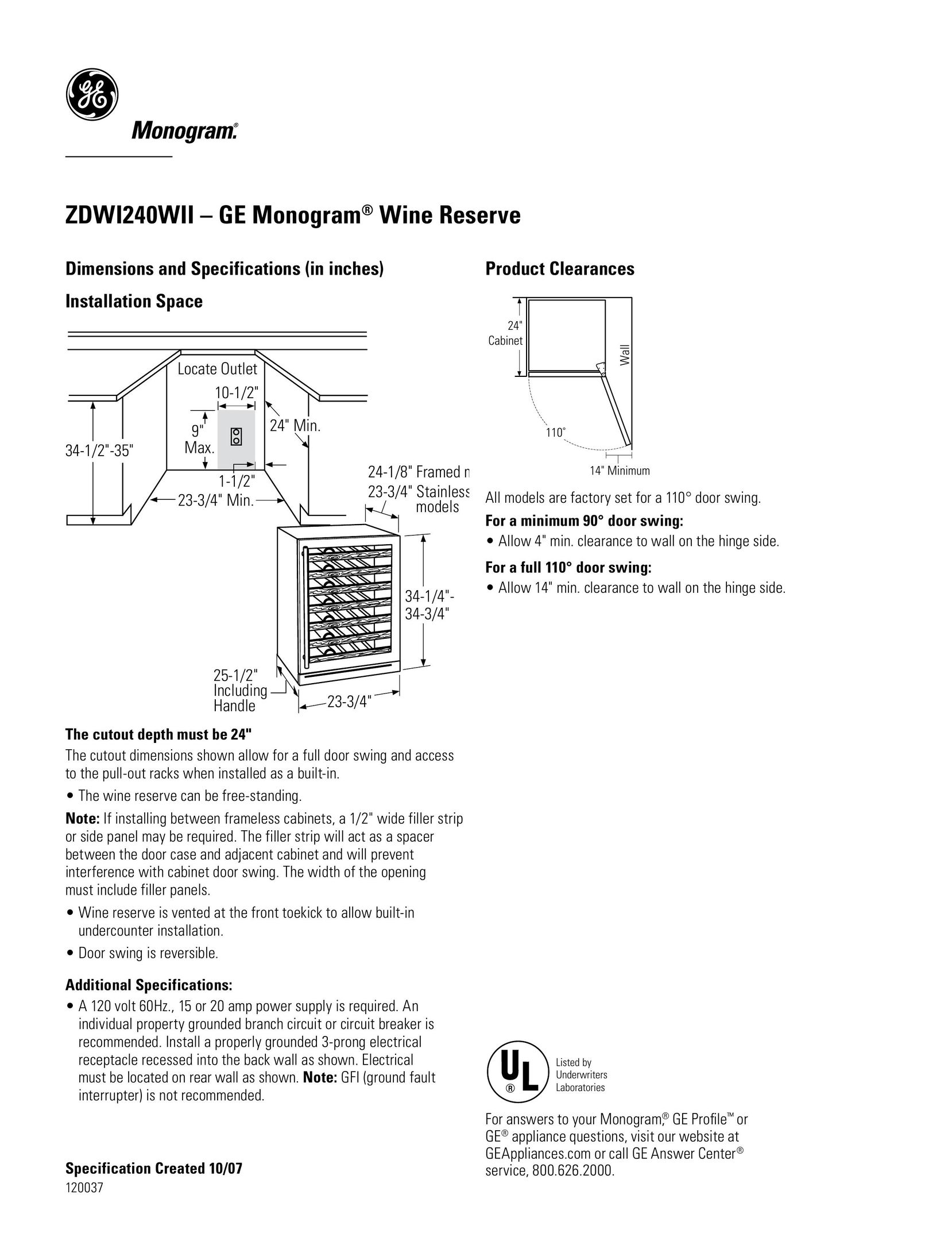 GE ZDWI240WII Beverage Dispenser User Manual