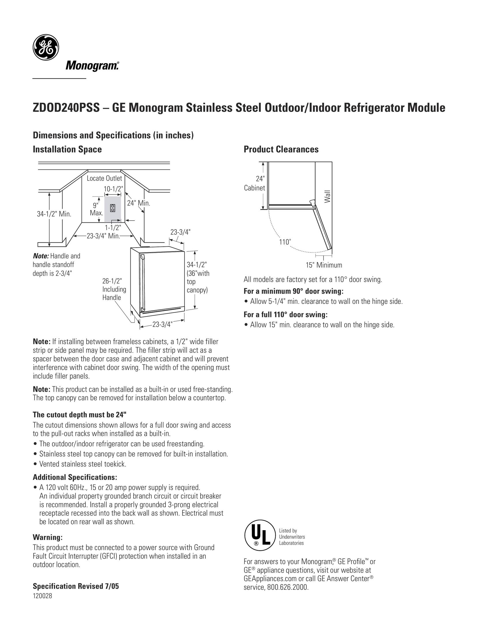 GE Monogram ZDOD240PSS Beverage Dispenser User Manual