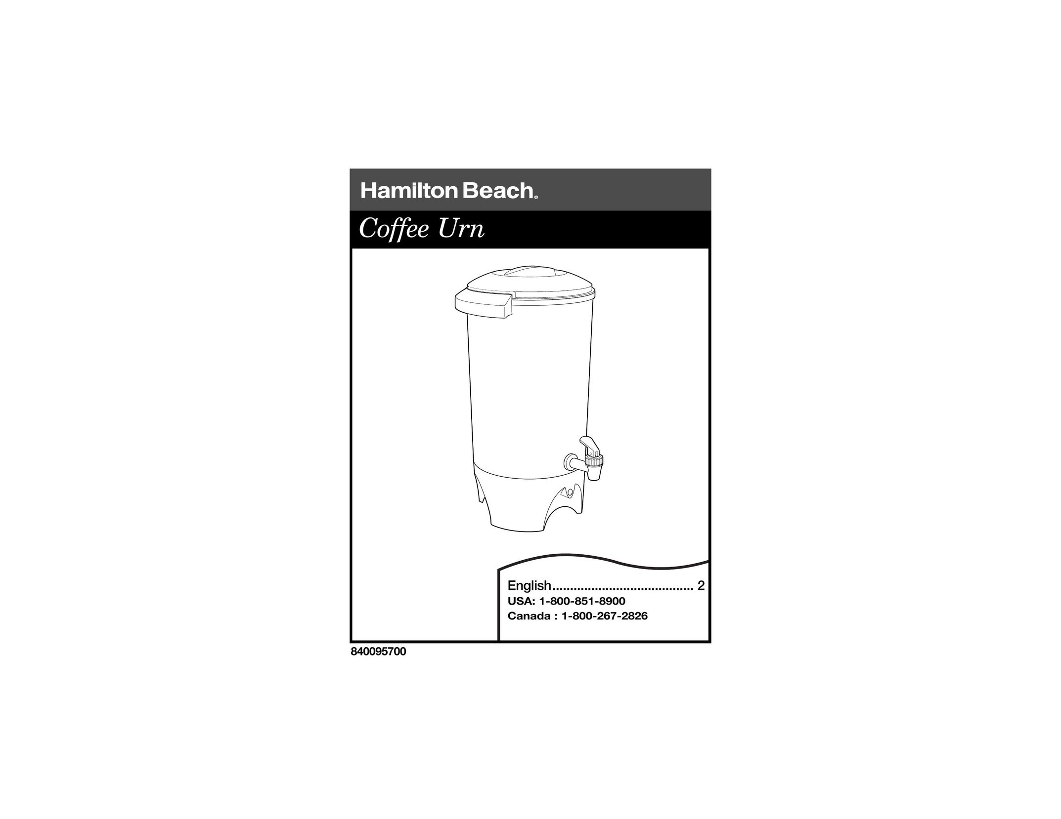 Hamilton Beach Coffee Urn Beverage Dispenser User Manual