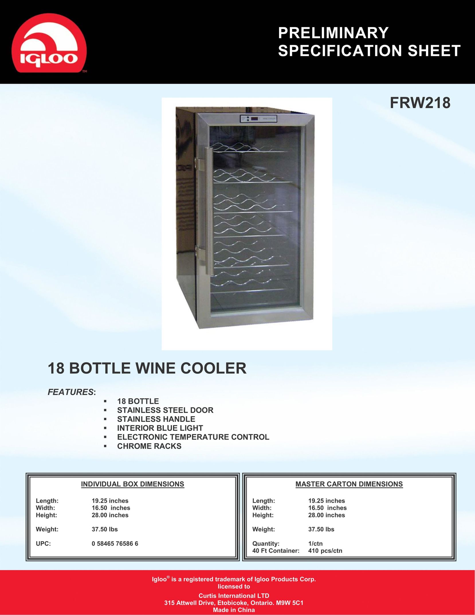 Igloo FRW218 Beverage Dispenser User Manual