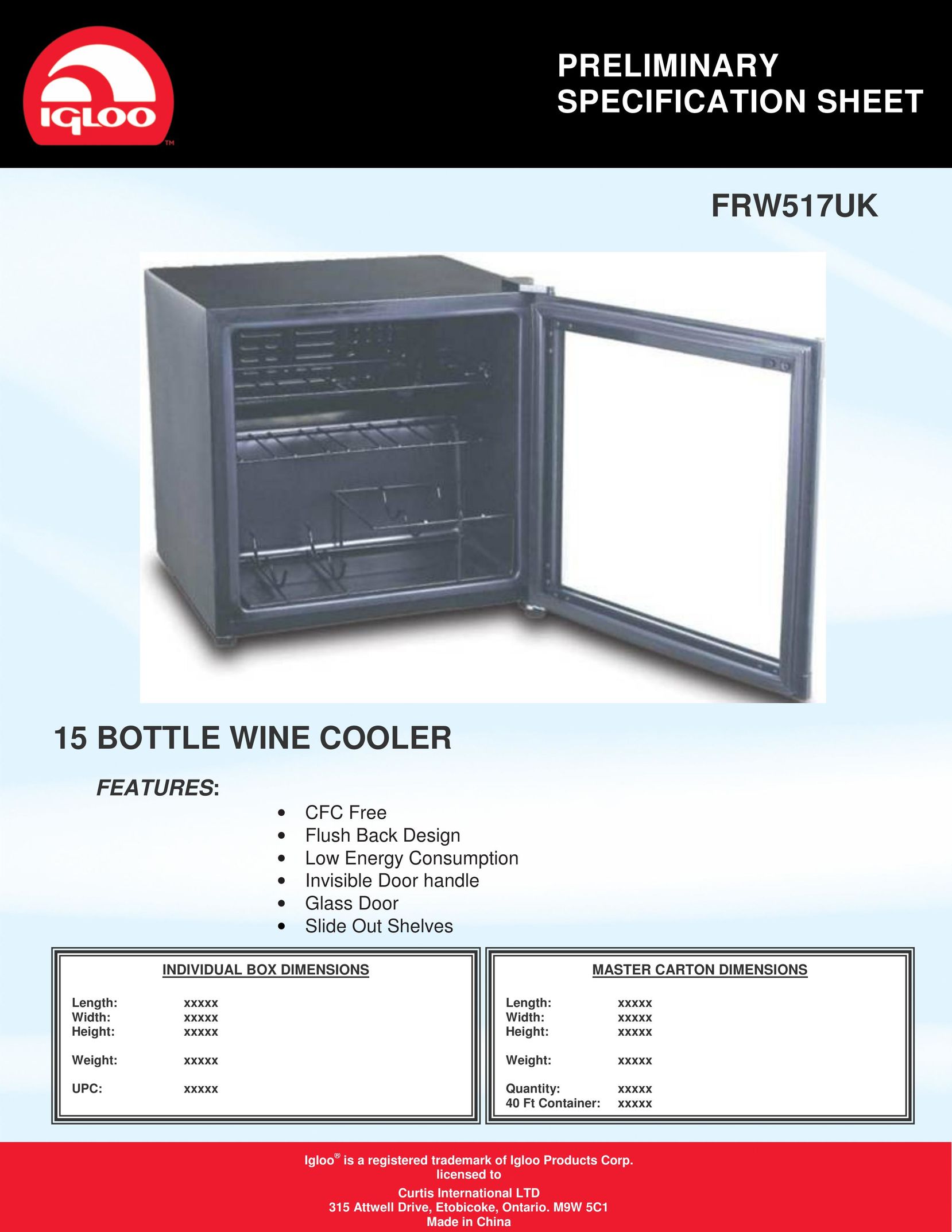 Igloo FRW517UK Beverage Dispenser User Manual