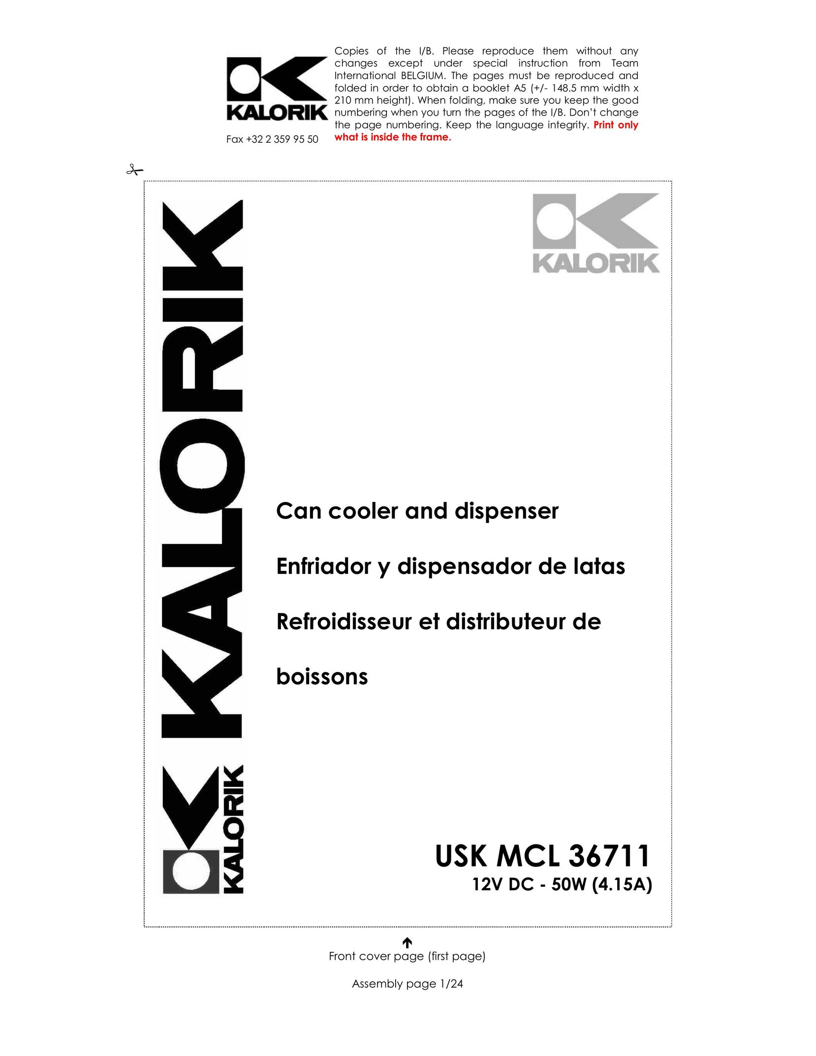 Kalorik USK MCL 36711 Beverage Dispenser User Manual