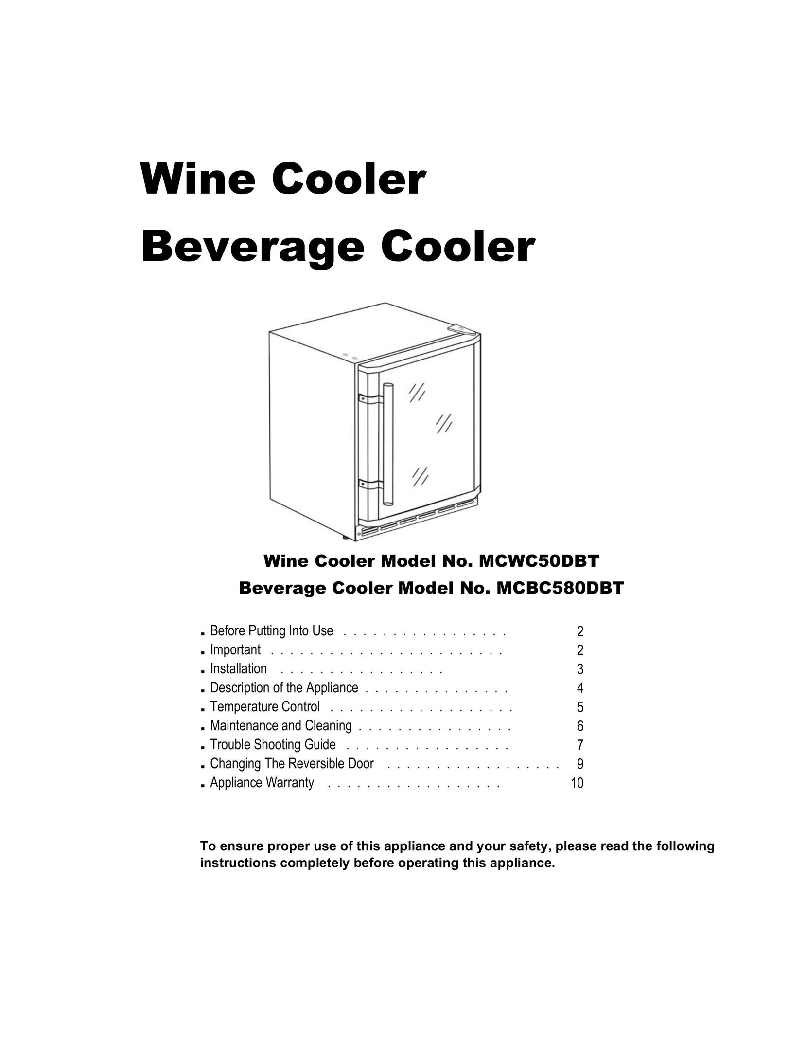 Magic Chef MCBC580DBT Beverage Dispenser User Manual