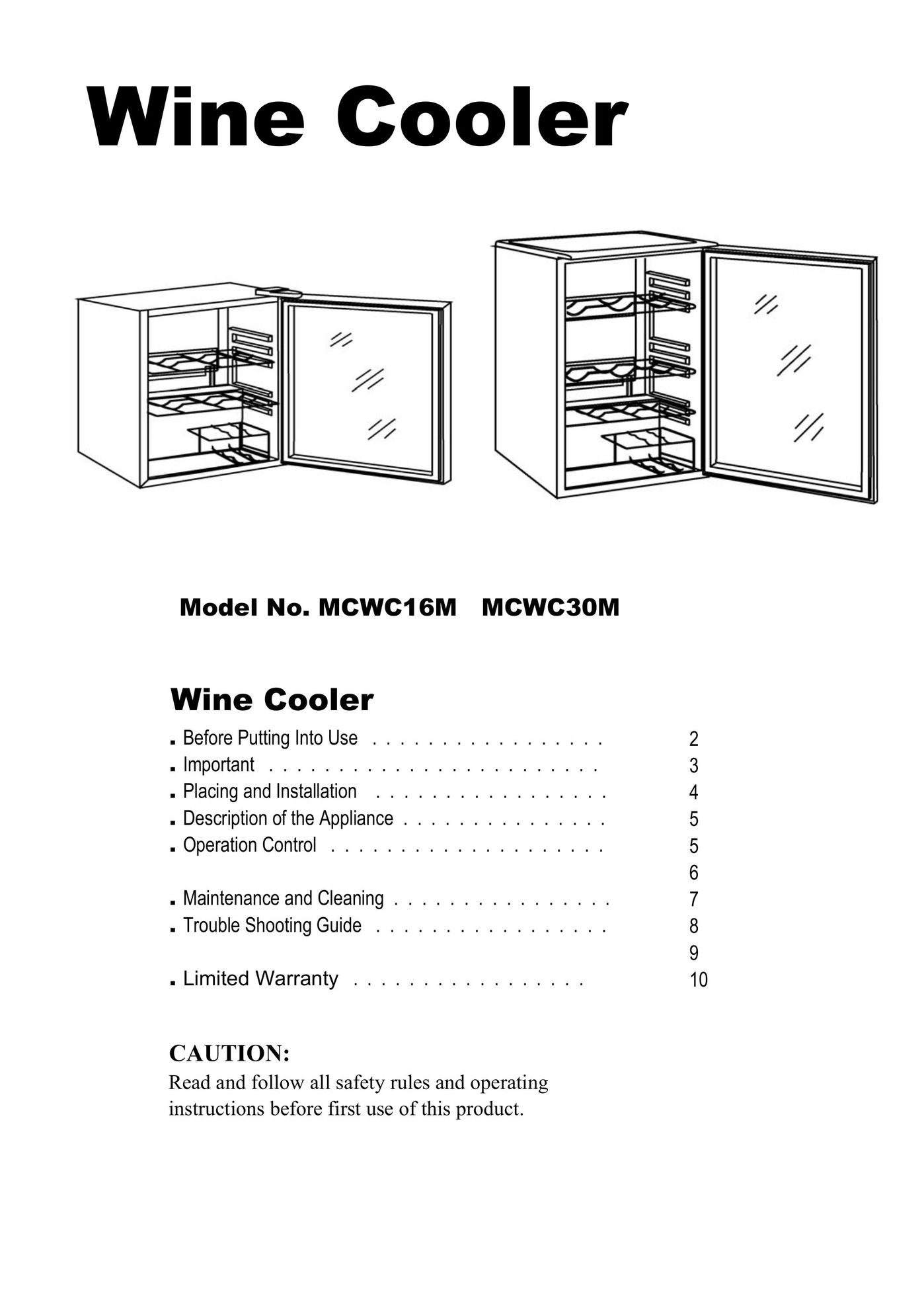 Magic Chef MCWC16M Beverage Dispenser User Manual
