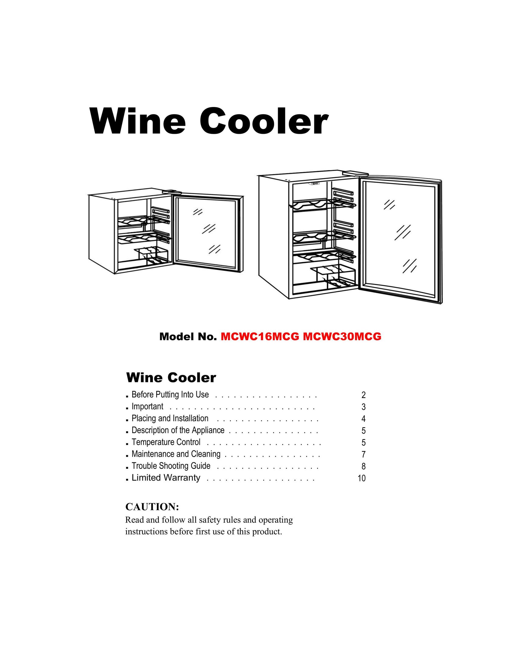 Magic Chef MCWC30MCG Beverage Dispenser User Manual