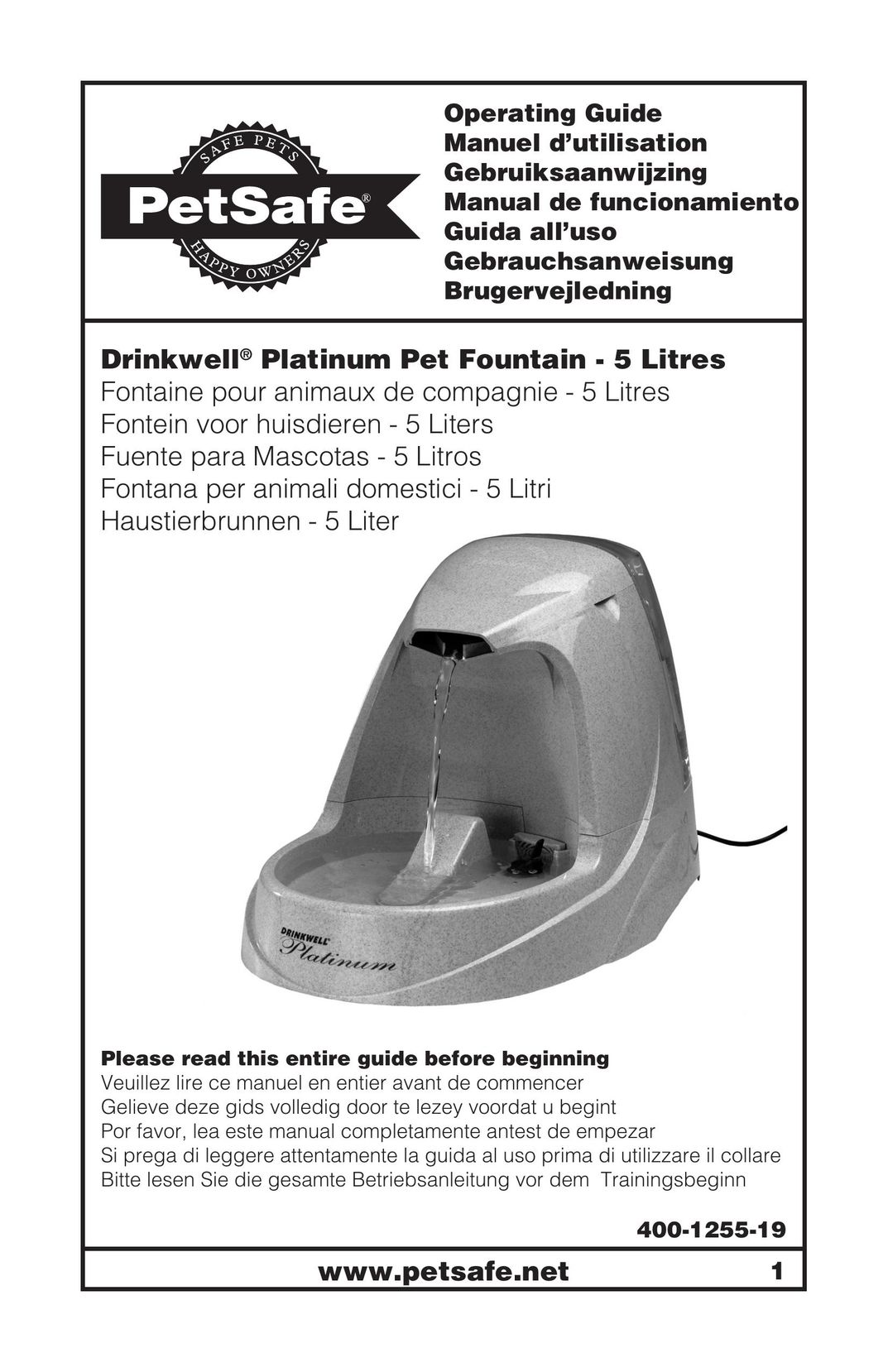 Petsafe 400-1255-19 Beverage Dispenser User Manual