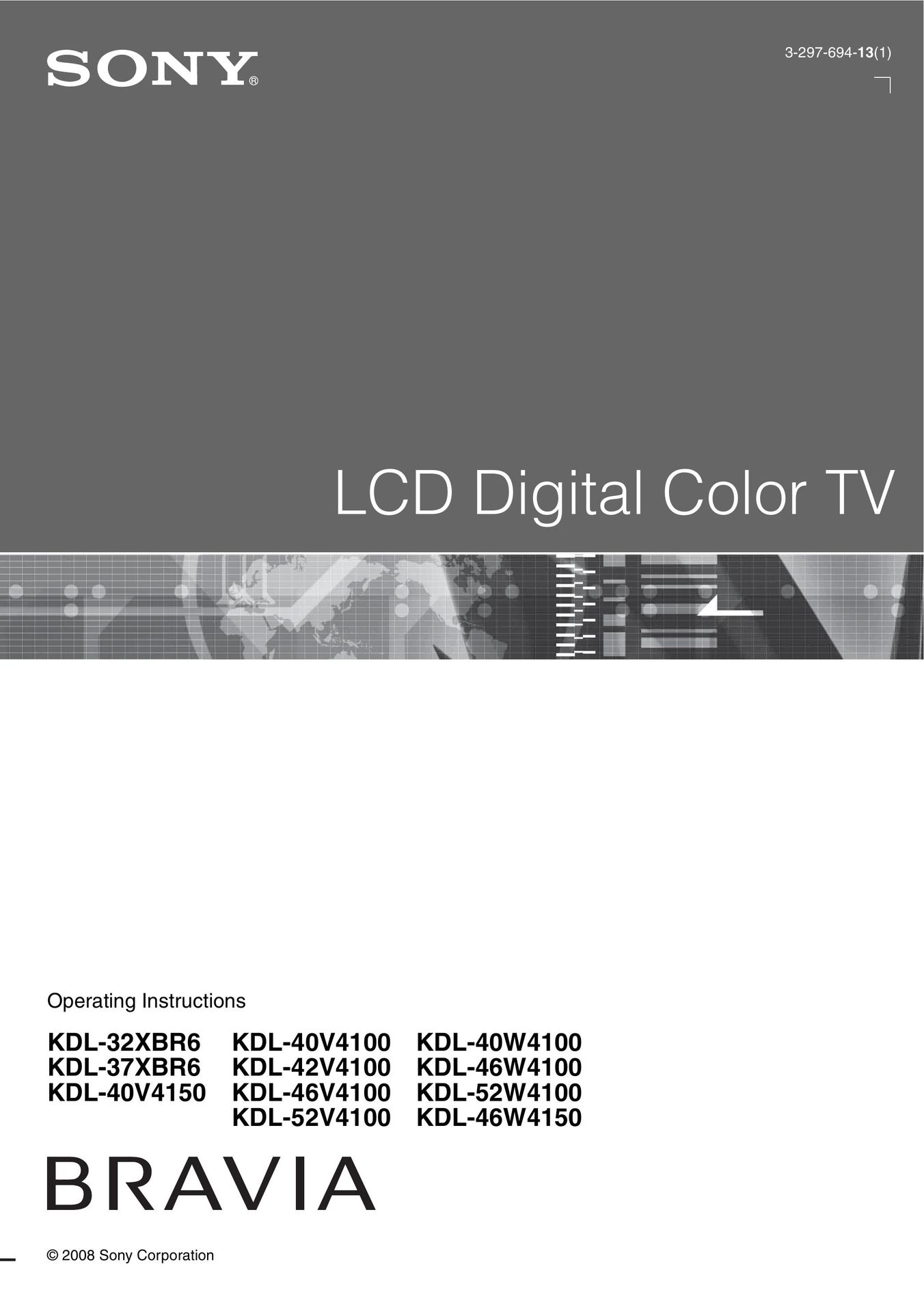Sony KDL-32XBR6 Beverage Dispenser User Manual