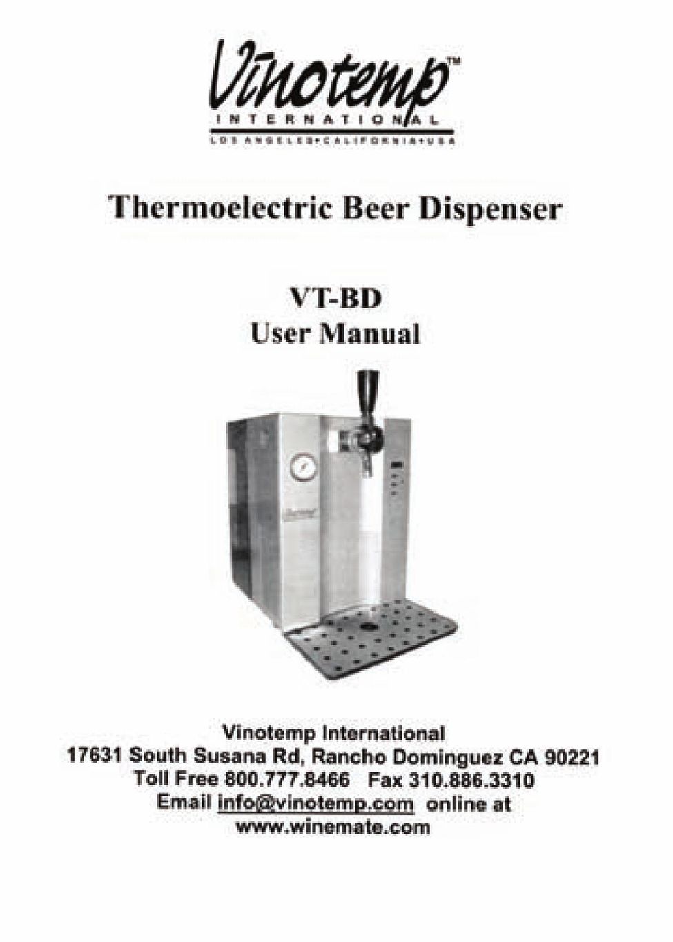 Vinotemp VT-BD Beverage Dispenser User Manual