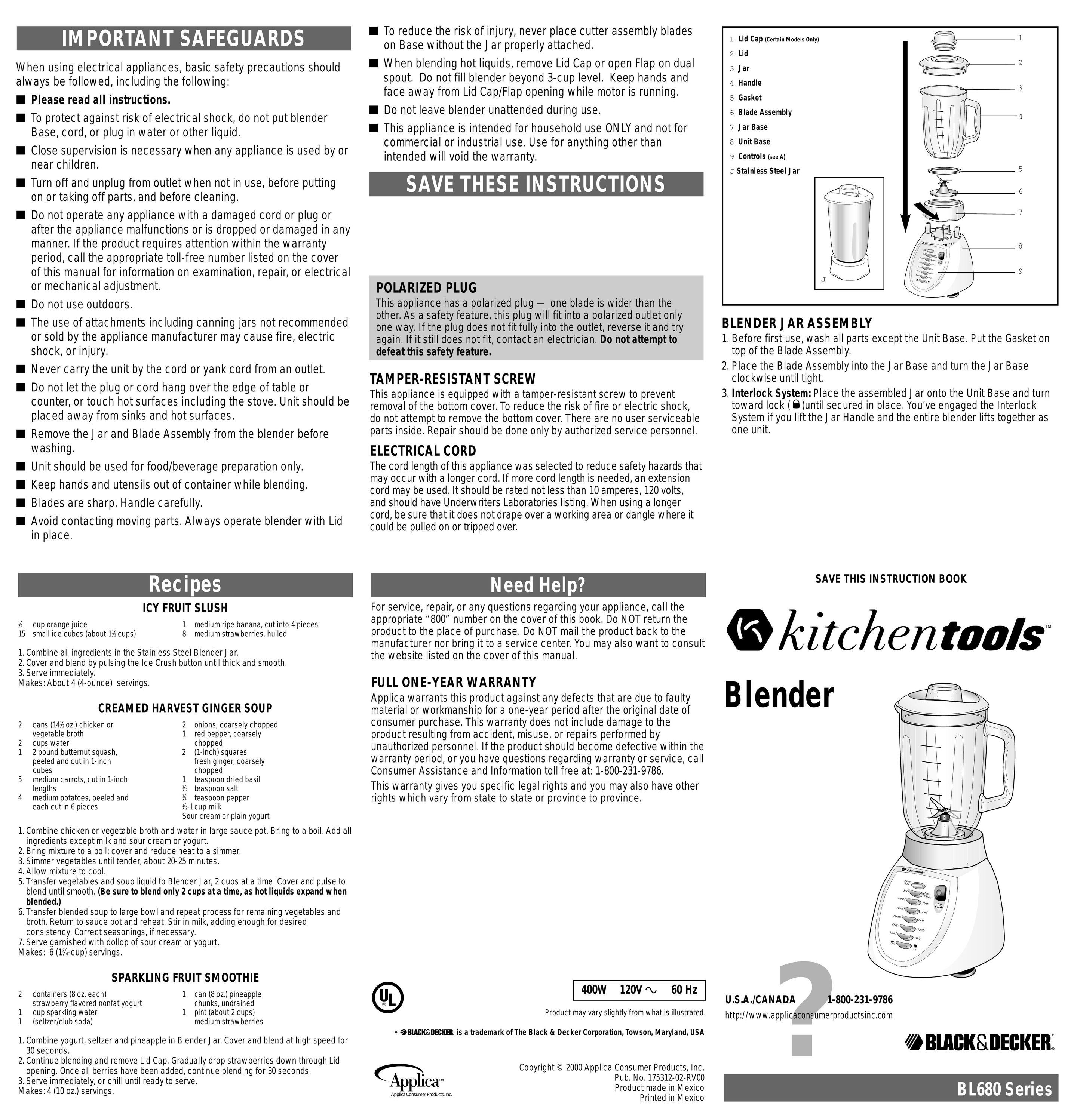 Black & Decker BL680 Blender User Manual