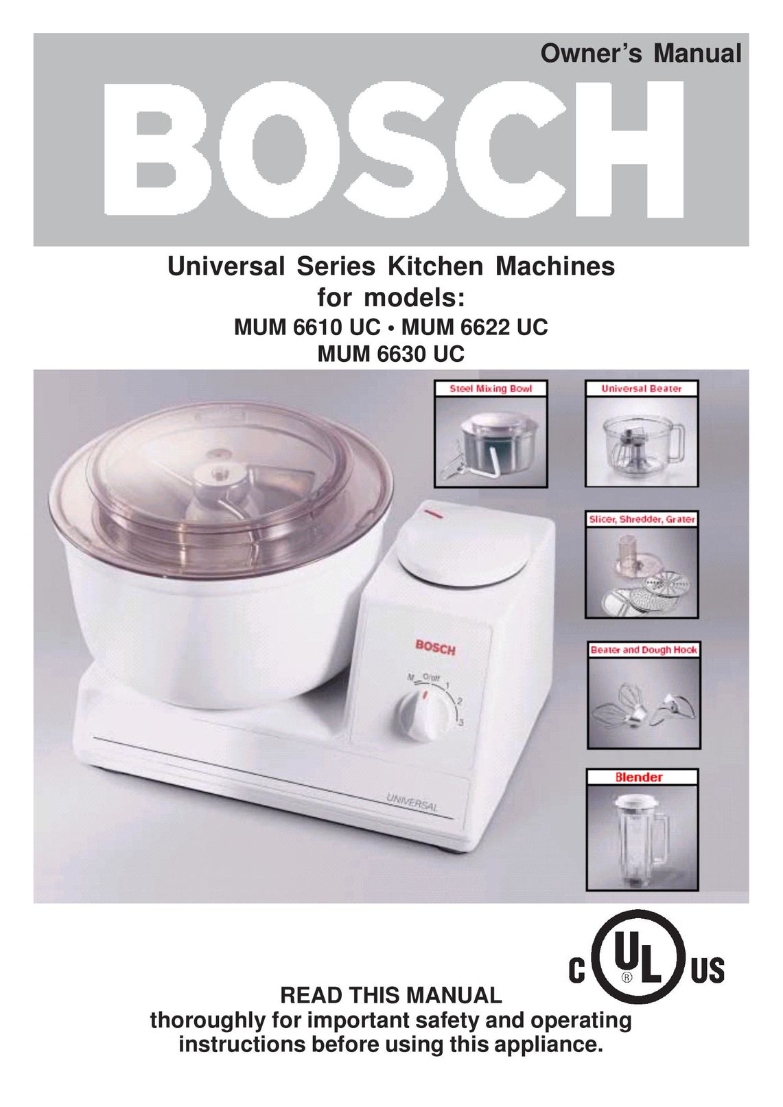 Bosch Appliances MUM 6610 UC Blender User Manual
