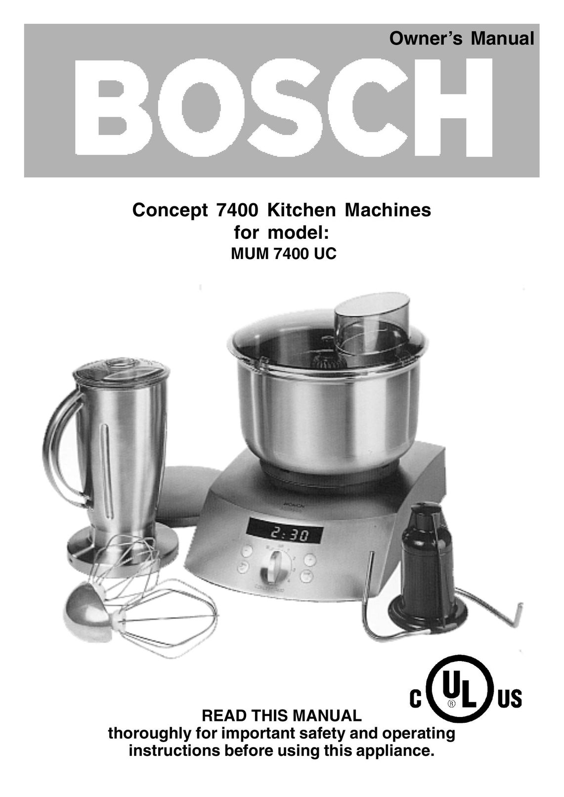 Bosch Appliances MUM 7400 UC Blender User Manual