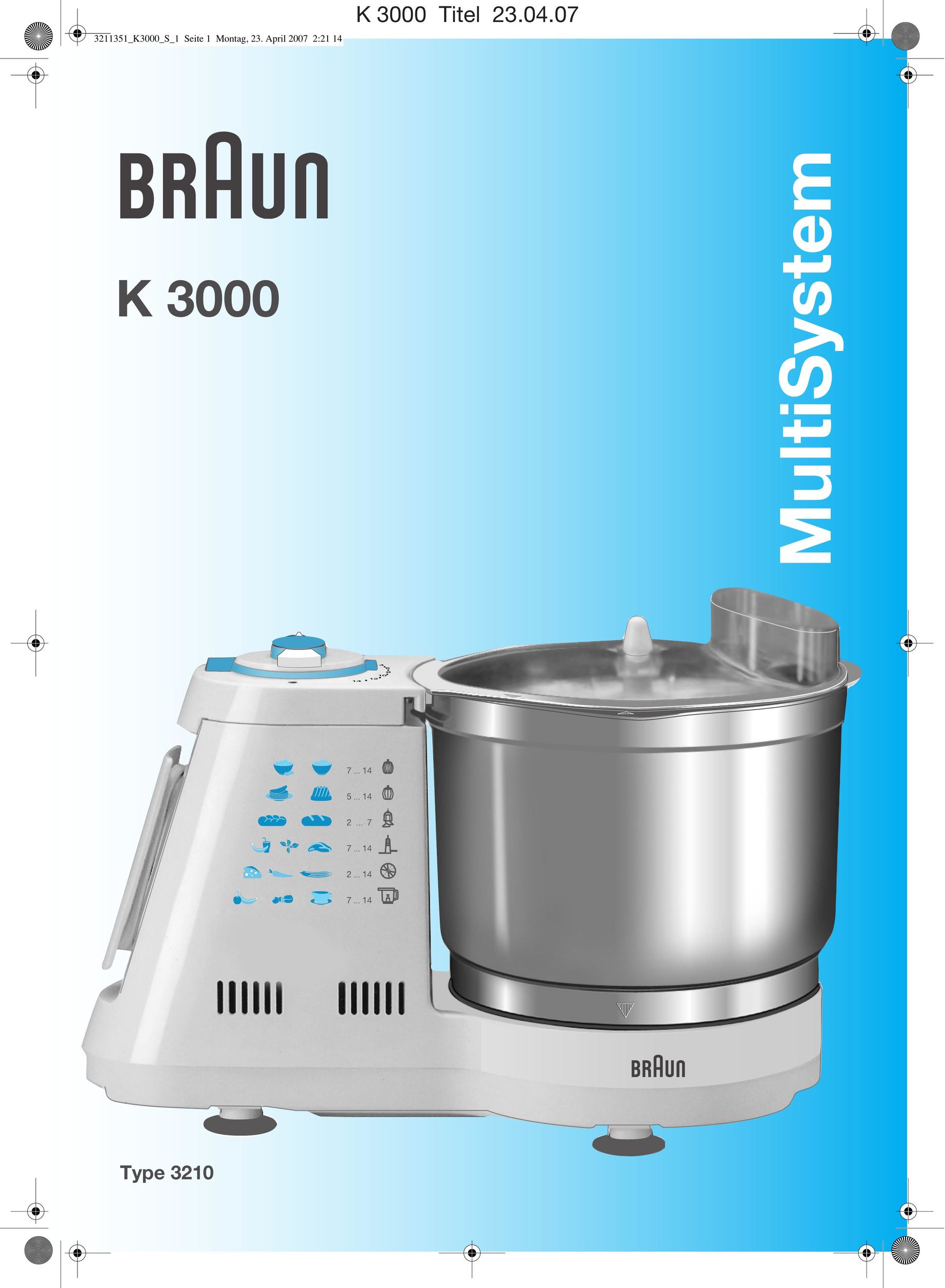 Braun K 3000 Blender User Manual