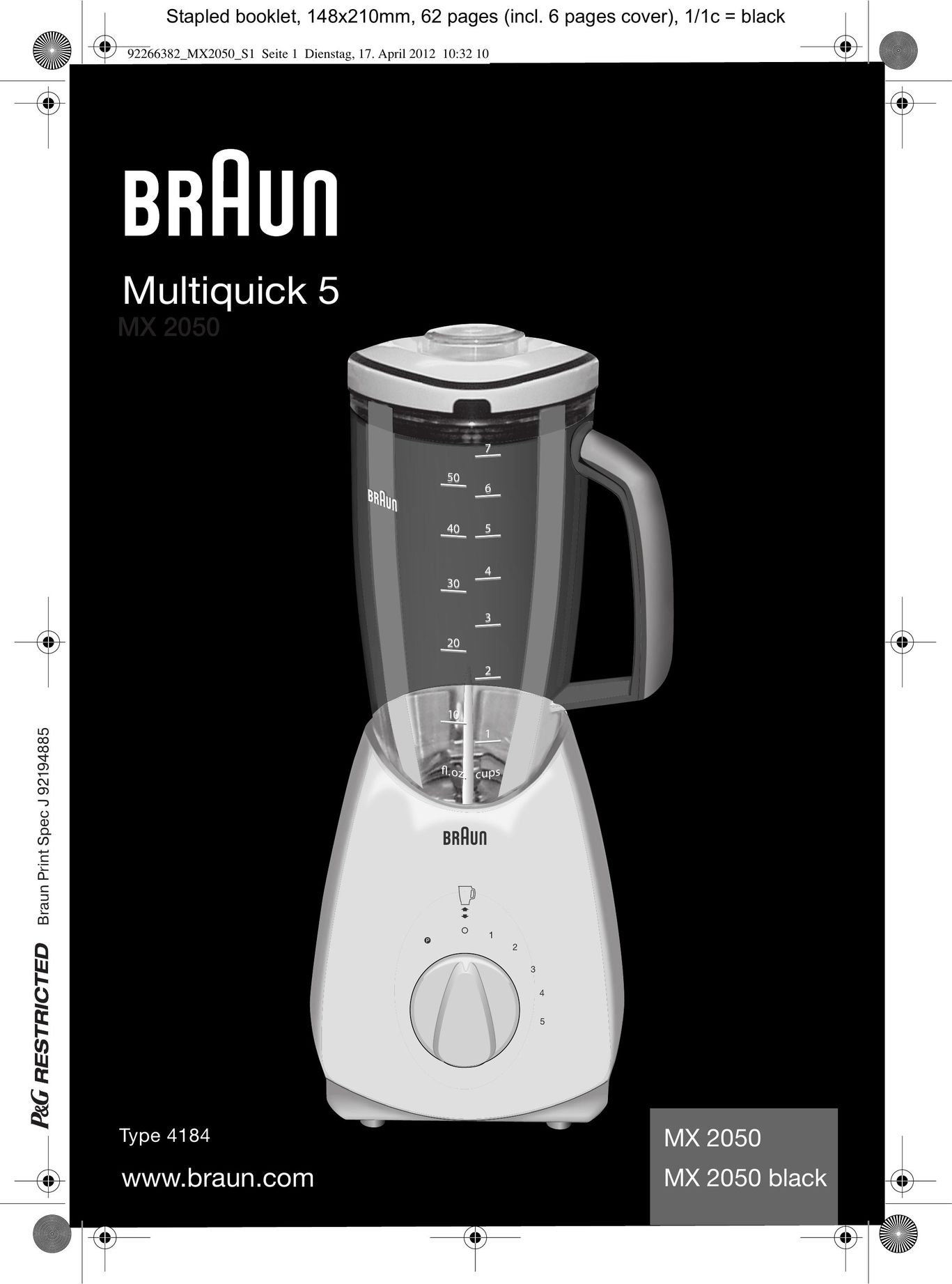 Braun MX 2050 BLACK Blender User Manual