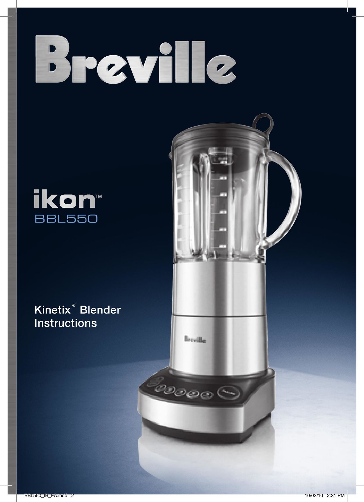 Breville BBL550 Blender User Manual