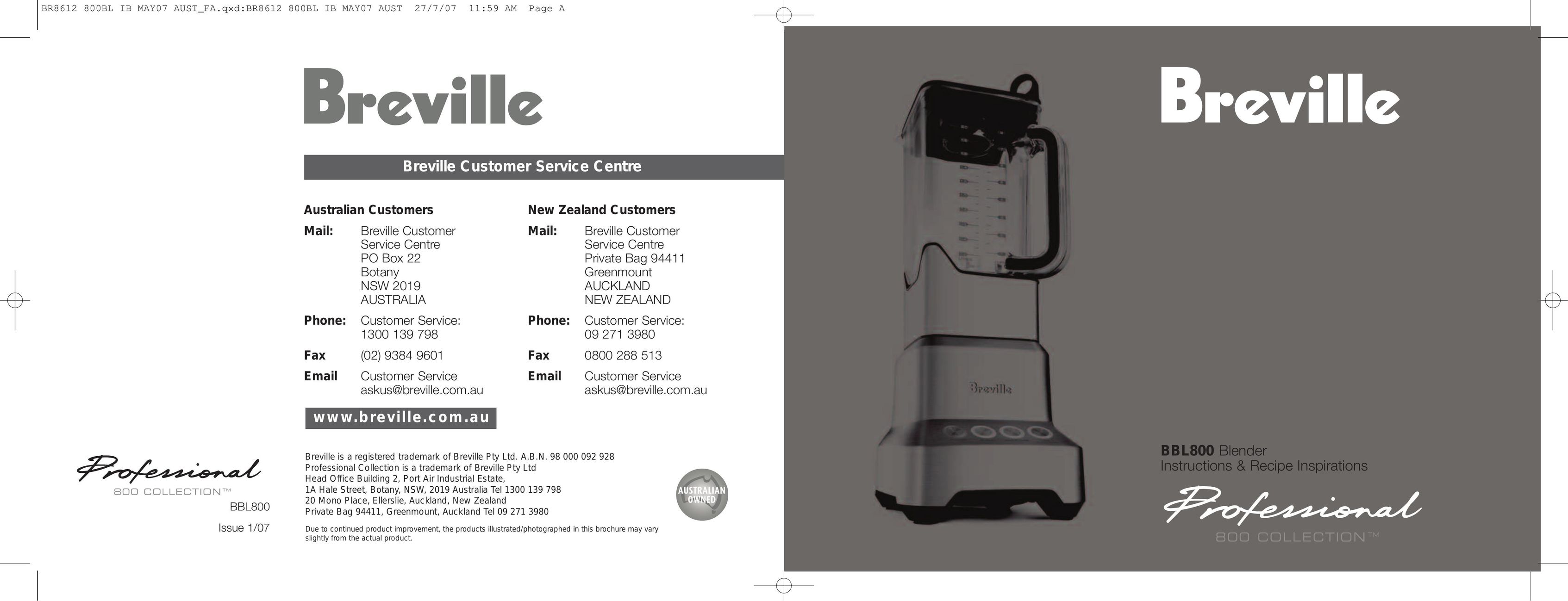 Breville BBL800 Blender User Manual